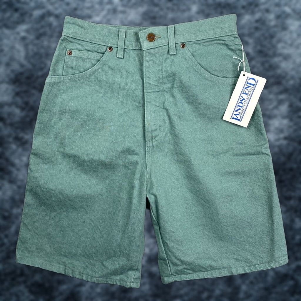 Lands' End Vtg Lands' End Jeans Shorts Womens 8 Green High Rise Denim 100% Cotton USA Made Bermuda Casual Travel Size 28" / US 6 / IT 42 - 1 Thumbnail