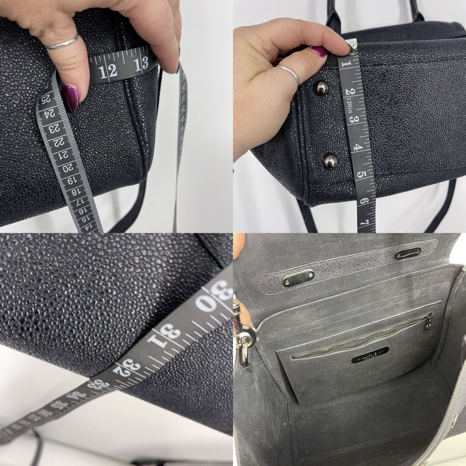Vintage Hill and Friends Satchel Tote Women Large Blue Leather Pebbled Crossbody Strap Silver Hardware Happy Womens Size ONE SIZE - 8 Thumbnail