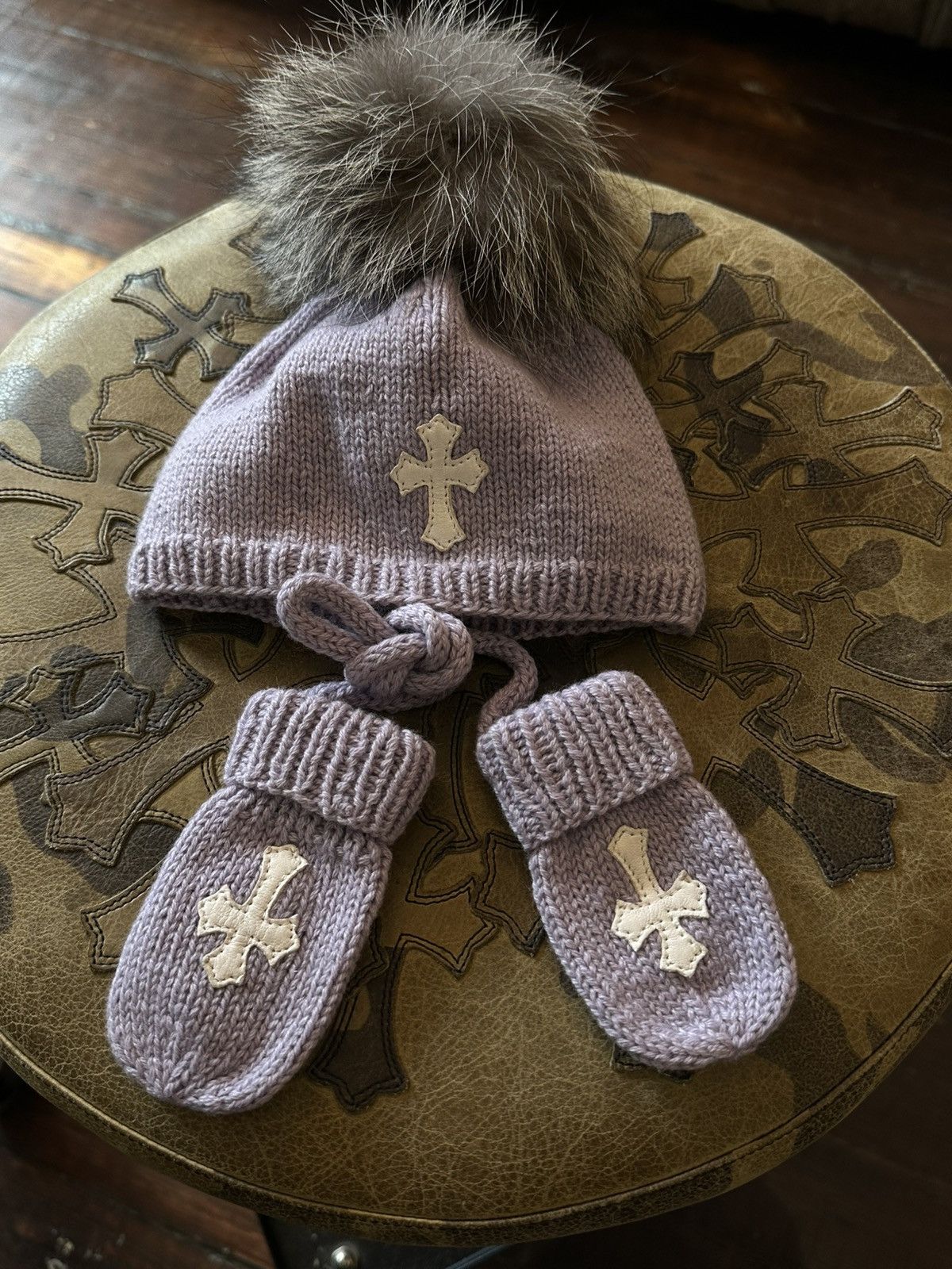 Chrome Hearts CHROME HEARTS PATCHED BABY BEANIE & GLOVES Size ONE SIZE - 1 Thumbnail