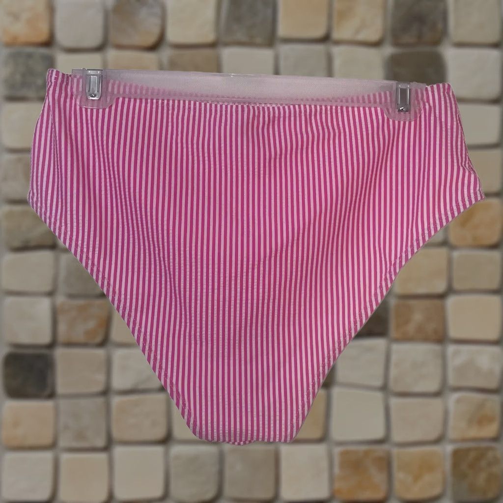 Shein Shein bikini swimsuit bottom large pink white stripes bikini bottom SheIn Size 36" / US 14 / IT 50 - 1 Thumbnail