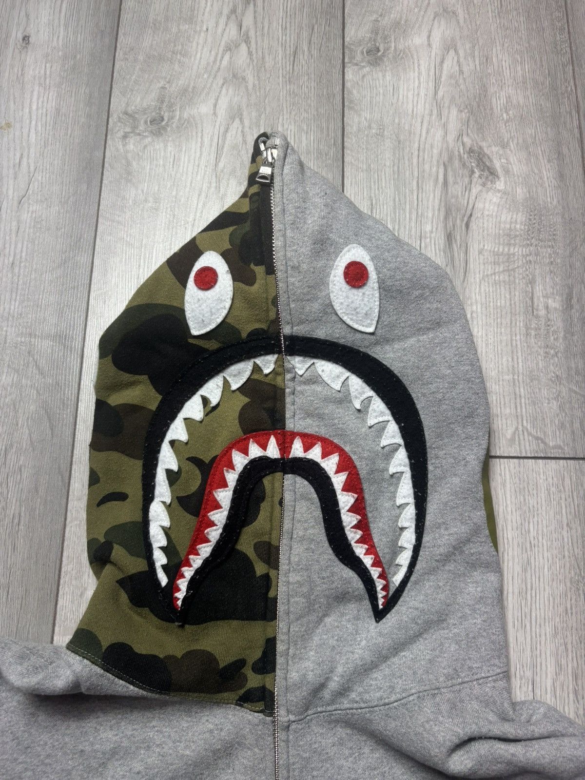Bape Bape half camo shark full zip hoodie Size US L / EU 52-54 / 3 - 2 Thumbnail