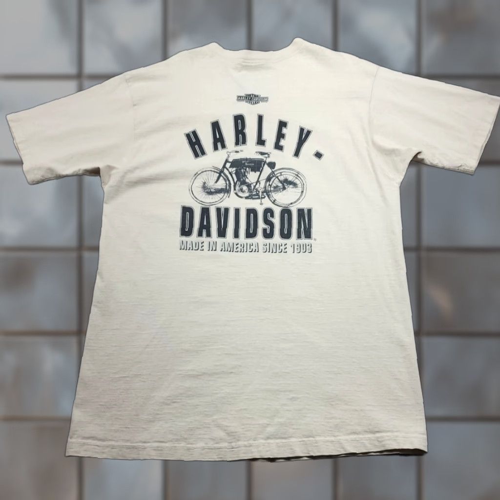 Harley Davidson VINTAGE Harley-Davidson Henley Shirt Mens 2XL T-shirt 1990s Motorcycle Biker Ivory Short Sleeve 95 Years 1995 Mens Size US XXL / EU 58 / 5 - 1 Thumbnail