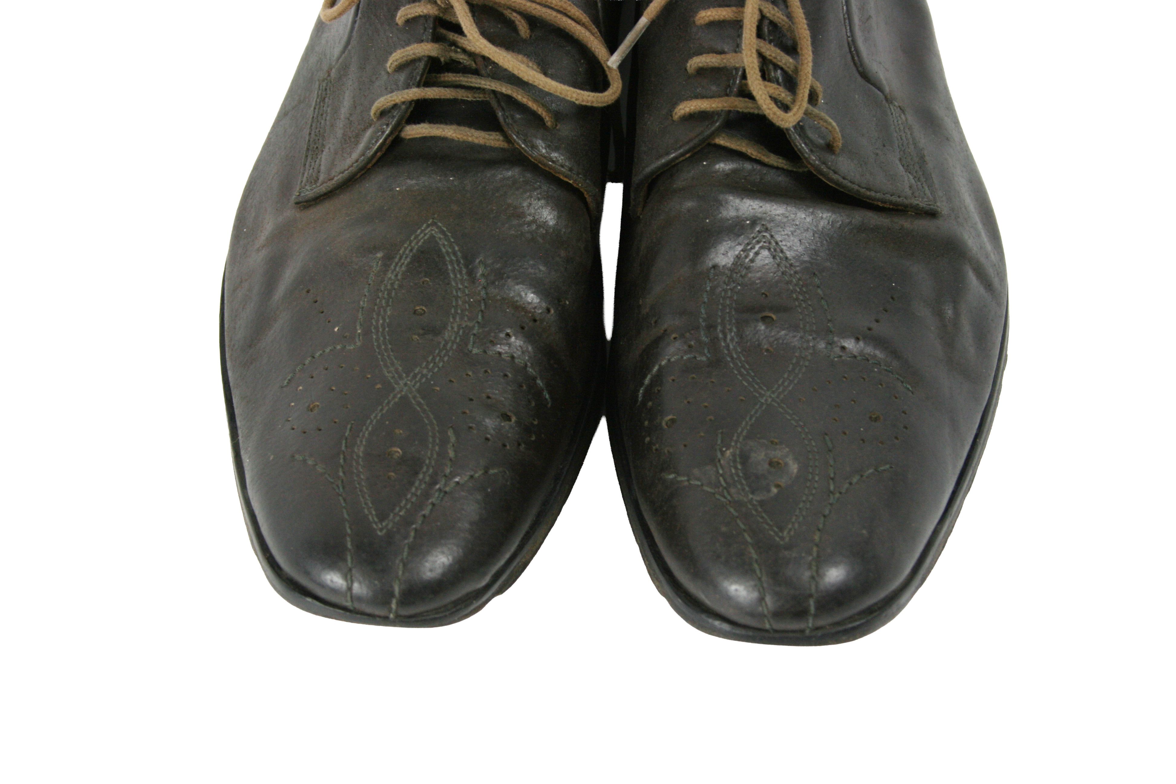Hugo Boss 00S Avant Garde Perforated Leather Derby Vintage Size US 12 / EU 45 - 5 Thumbnail