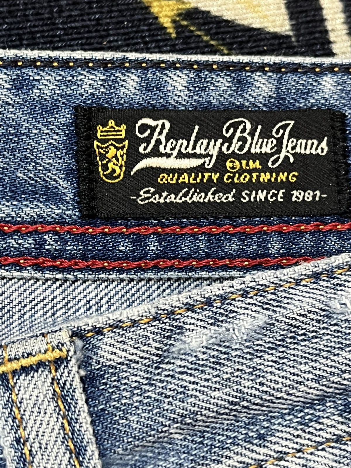 Replay Vintage Replay Newdoc Ripped Patches Distressed Denim Size US 33 - 10 Thumbnail