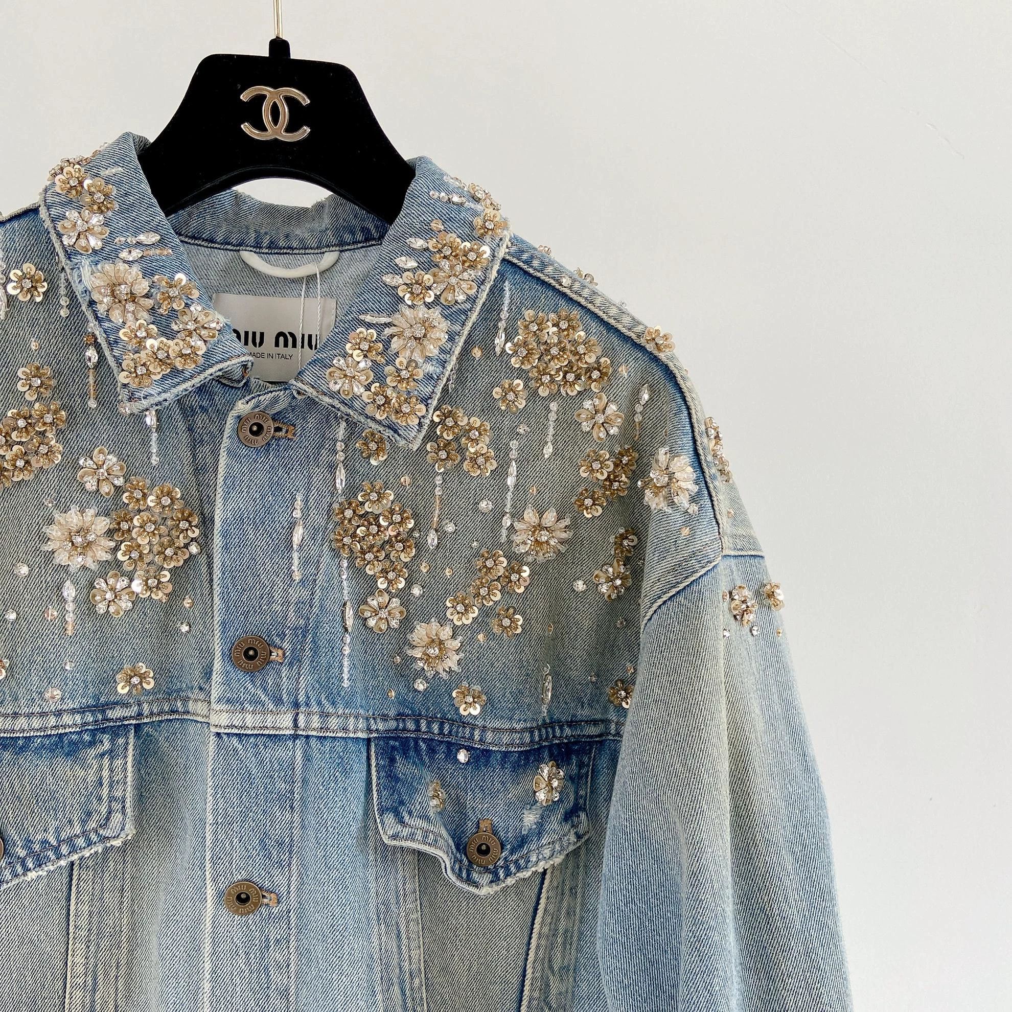 Miu Miu MIU MIU Beaded Studded Denim Jacket 40 Size S / US 4 / IT 40 - 4 Thumbnail