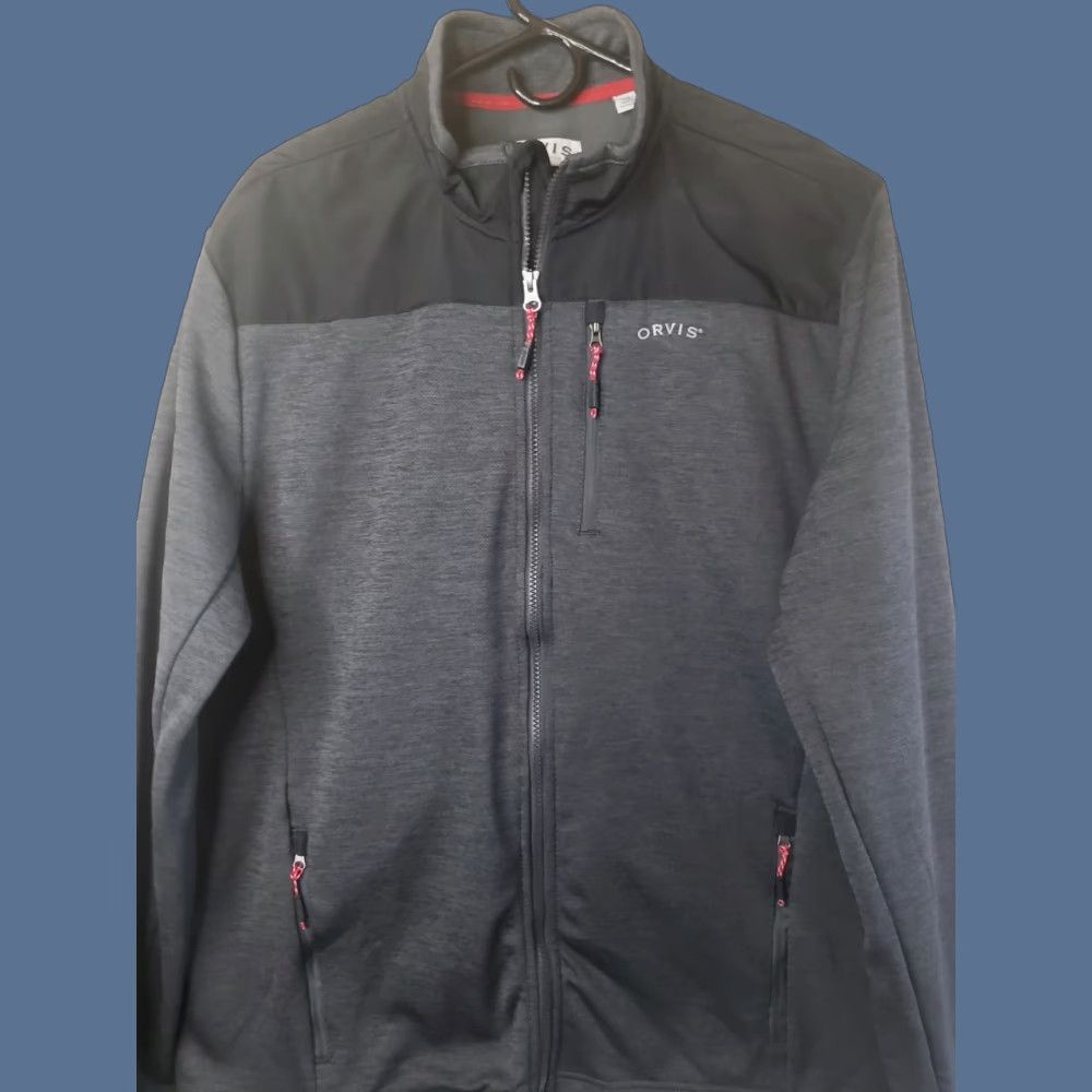 Orvis Orvis Mens L Full Zip Jacket Casual Fleece Lined w Pockets Gray Black Windbreaker Solid Jacket Men L Regular Size Size US L / EU 52-54 / 3 - 1 Thumbnail