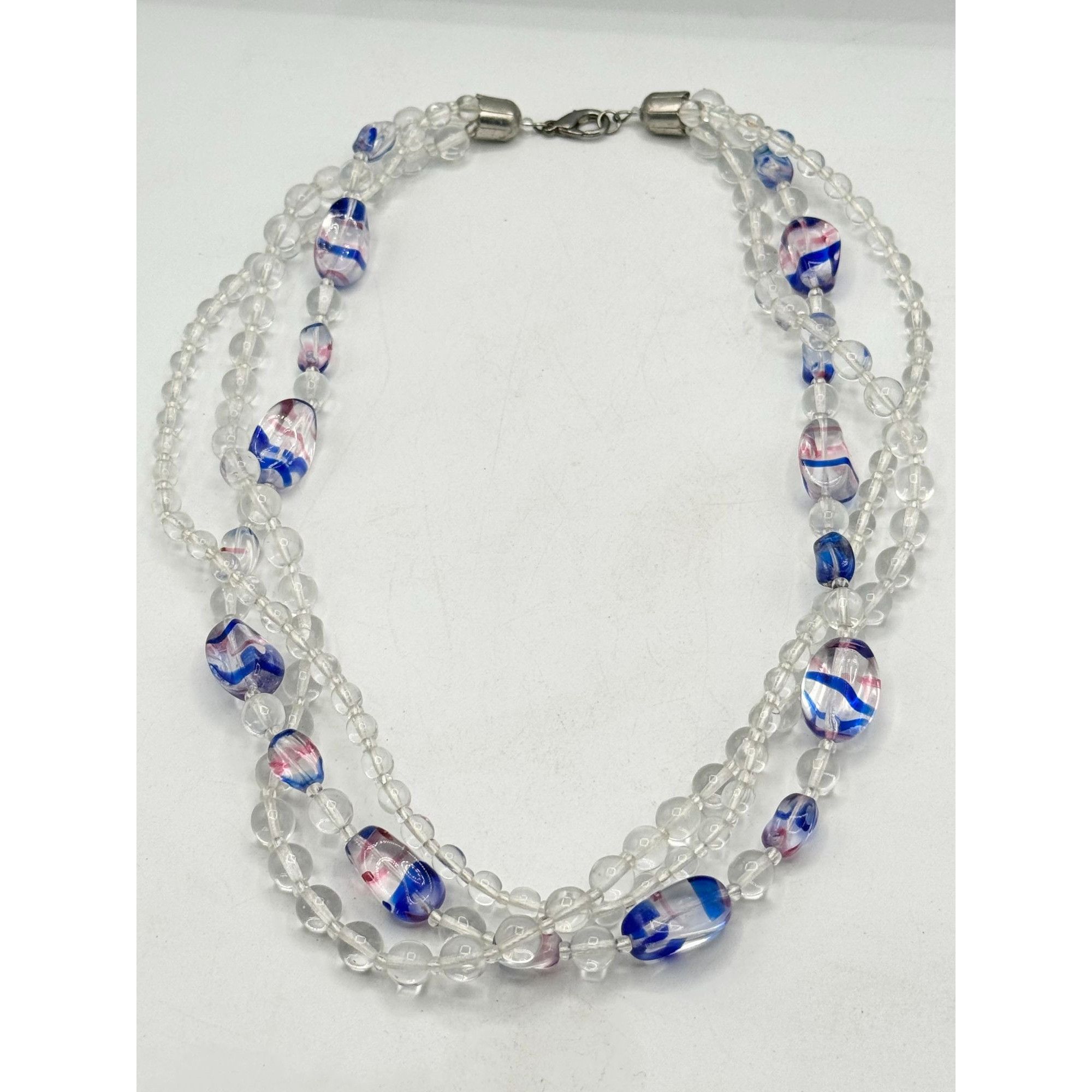 Vintage Vintage glass pink blue beaded collar necklace Size ONE SIZE - 3 Thumbnail