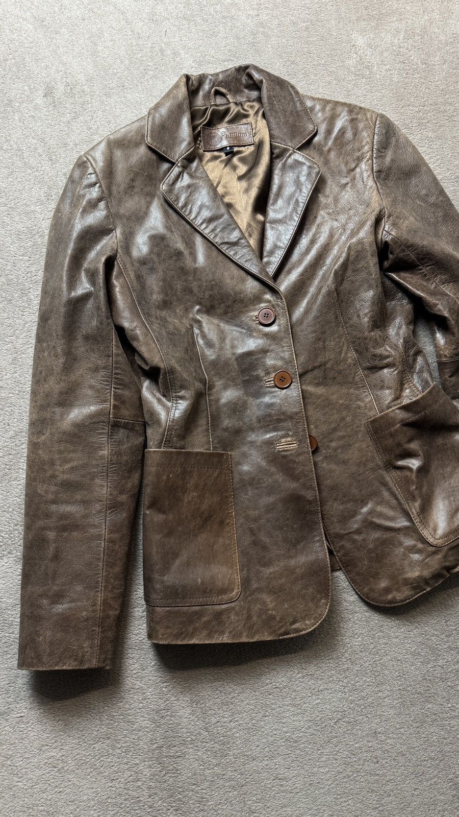 Genuine Leather Vintage Y2K Leather Blazer Jacket gucci ysl balmain miu miu Size M / US 6-8 / IT 42-44 - 2 Thumbnail