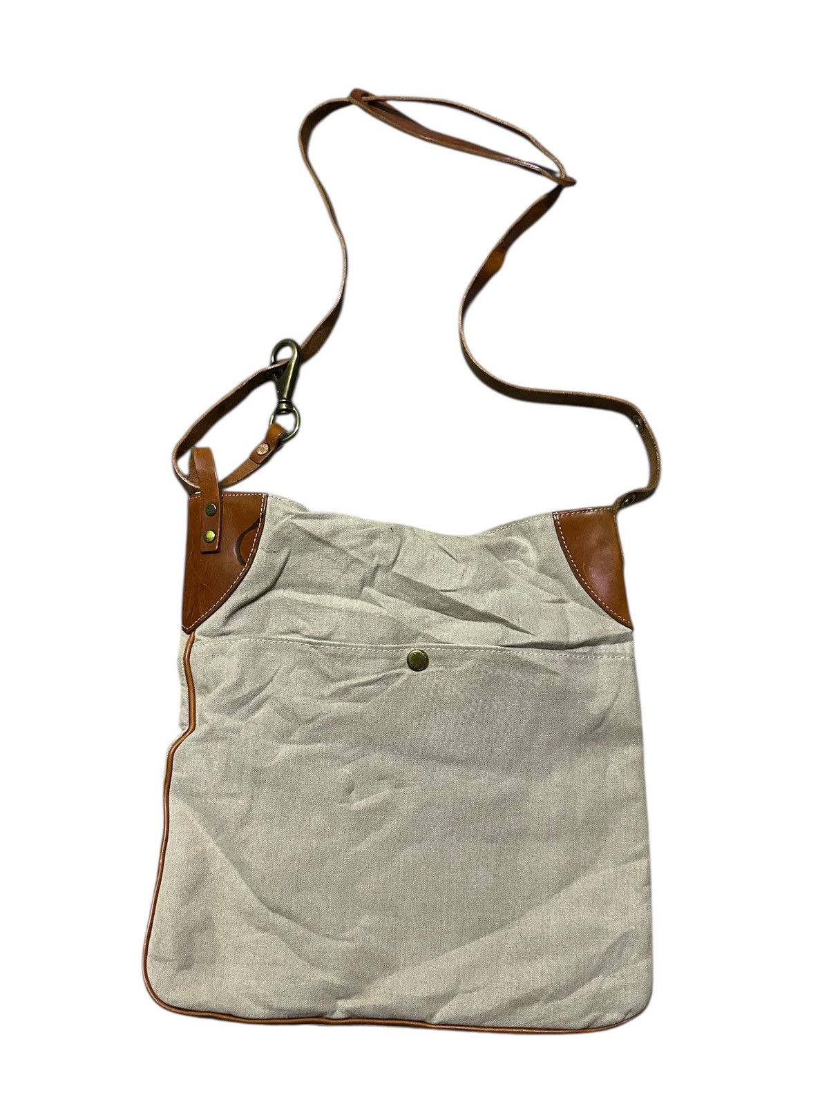 Japanese Brand Vintage Marine day canvas leather sling bag Size ONE SIZE - 4 Thumbnail