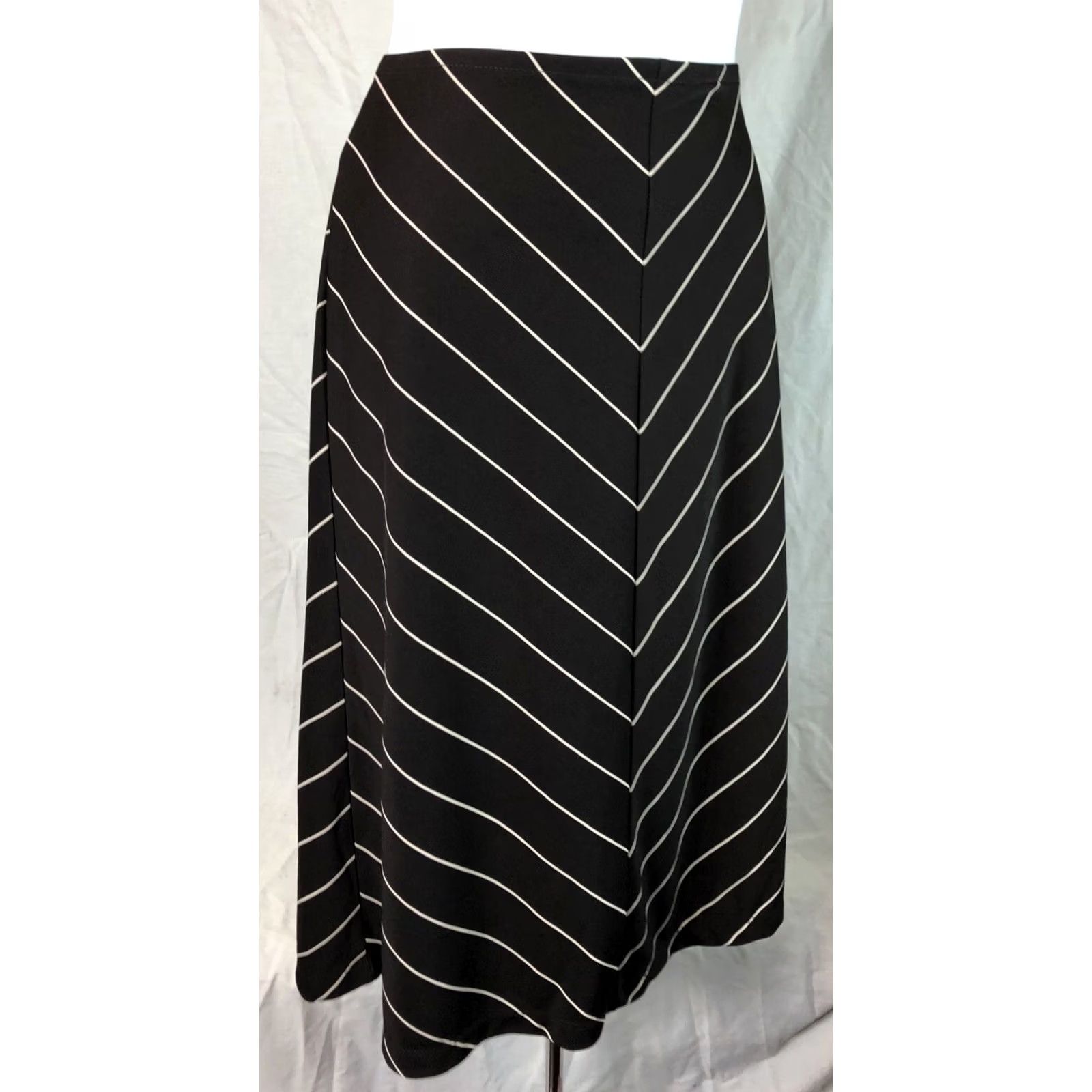 Vintage VINTAGE NYC Skirt S Brown Stripe A Line 27”W Midi Flare Office Goth Bohemian 90s Womens Size 28" / US 6 / IT 42 - 3 Thumbnail