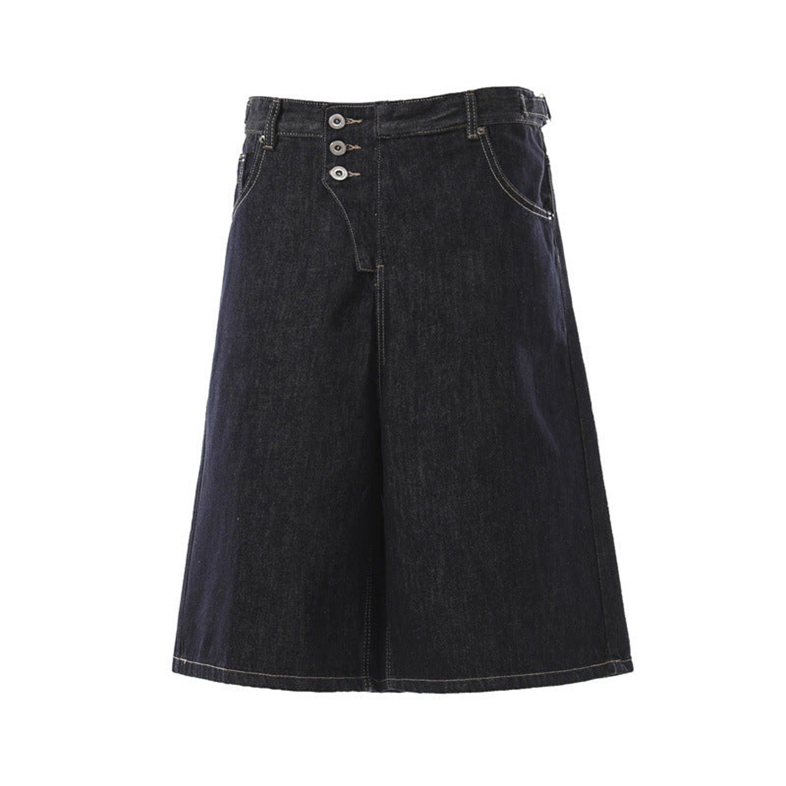 Jean Raw Black Button-Fly A-Line Wide-Leg Denim Shorts Size US 32 / EU 48 - 3 Thumbnail