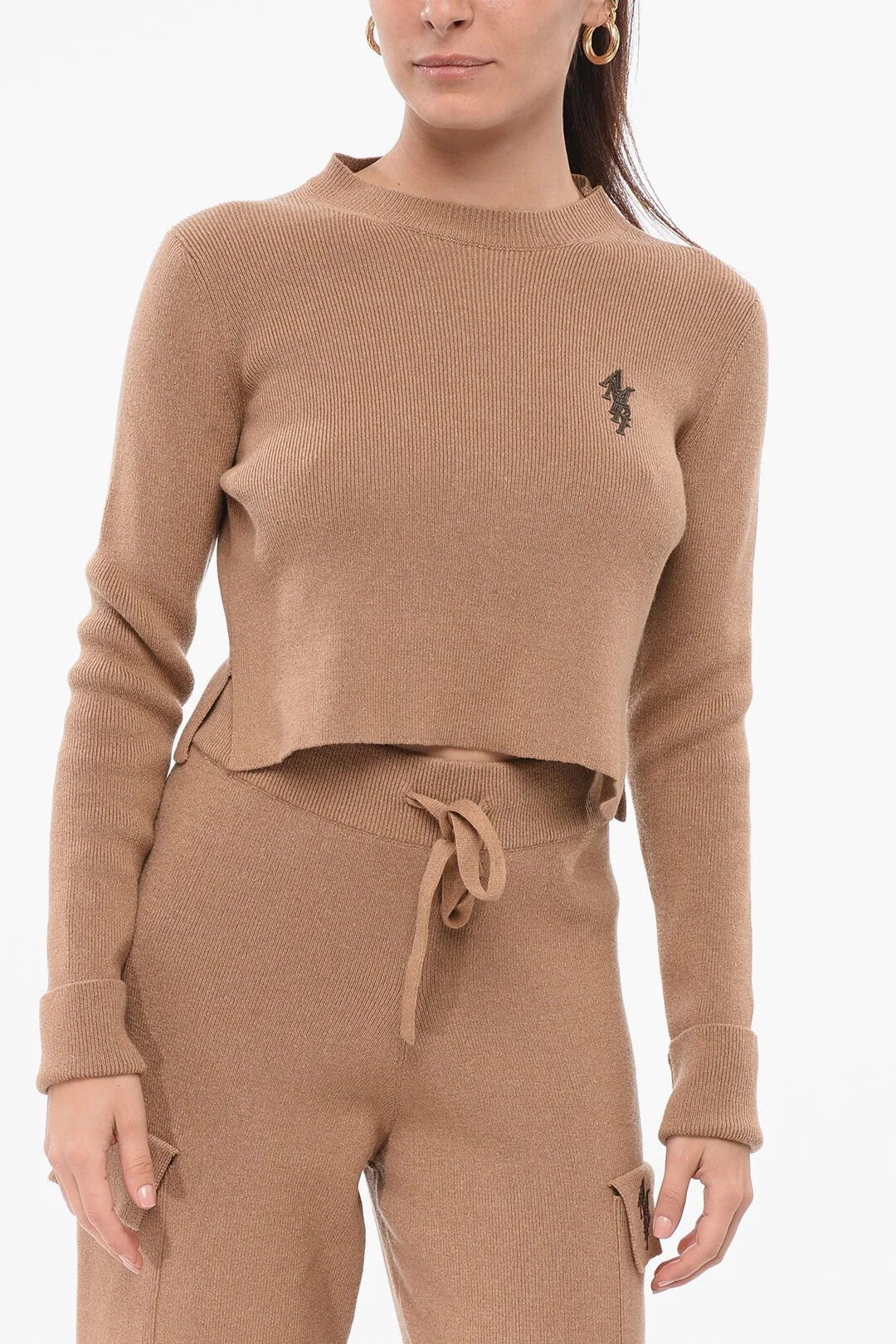Amiri og1mm0426 Cashmere-Blend Crewneck Sweater in Beige Size XS / US 0-2 / IT 36-38 - 1 Thumbnail