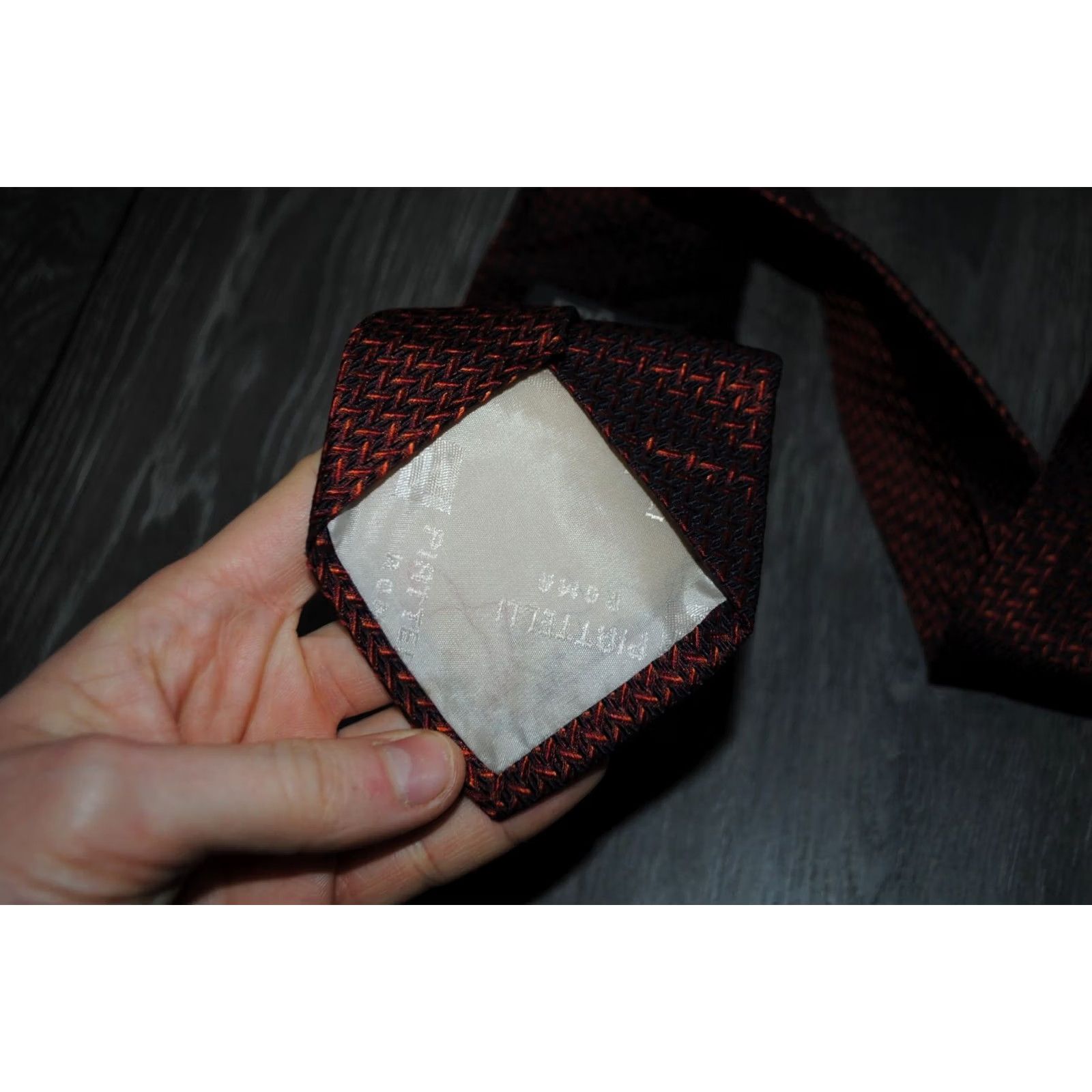 ELLIATT BRUNO PIATTELLI MEN'S 100% SILK NECKTIE GEOMETRIC COPPER COLOR DESIGNER COPPER OR BROWN? COLOR: Brown Size ONE SIZE - 3 Thumbnail