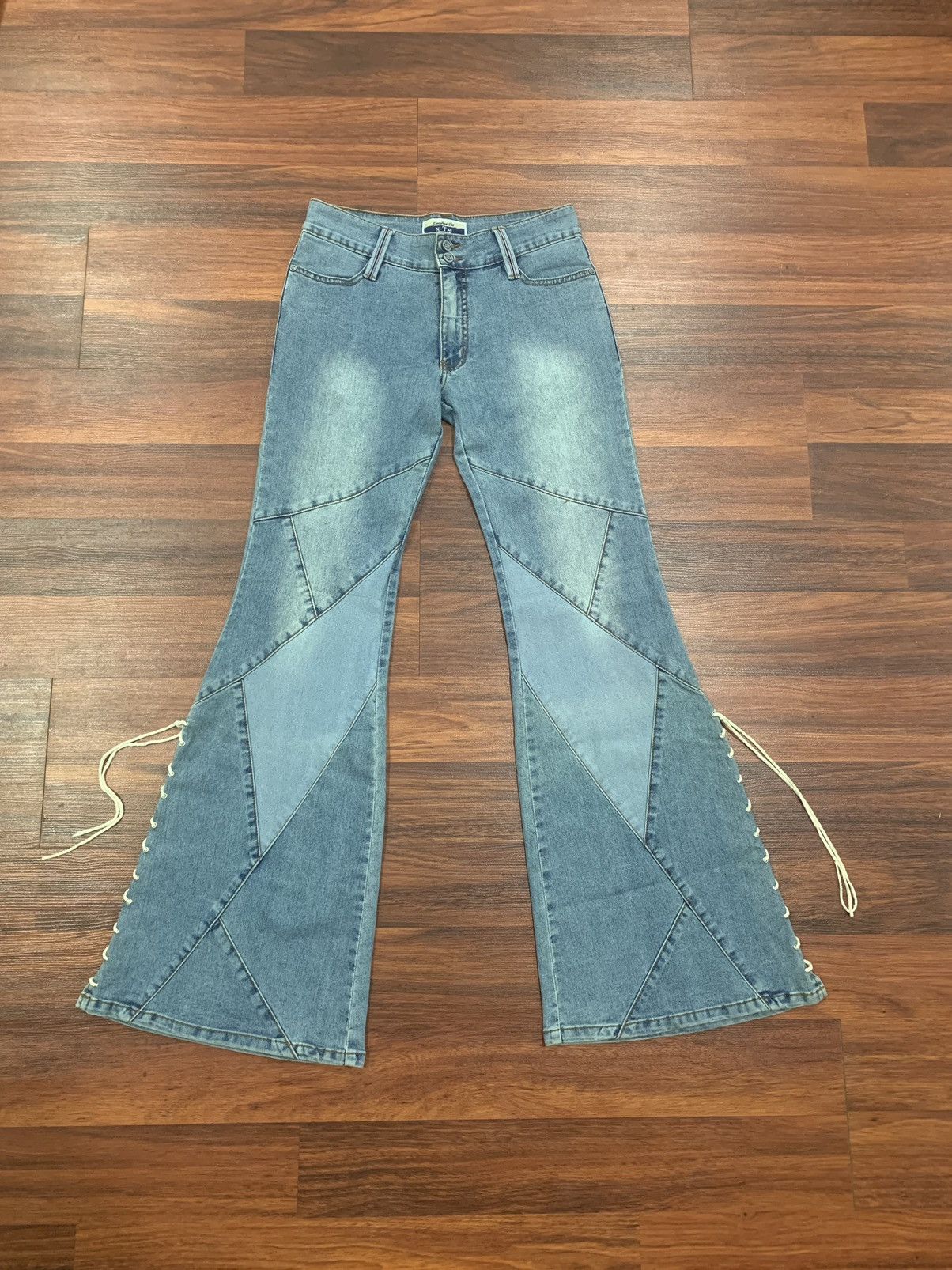 If Six Was Nine X-TM Lace Up Flared Strecthable Jeans Size 29" - 1 Thumbnail