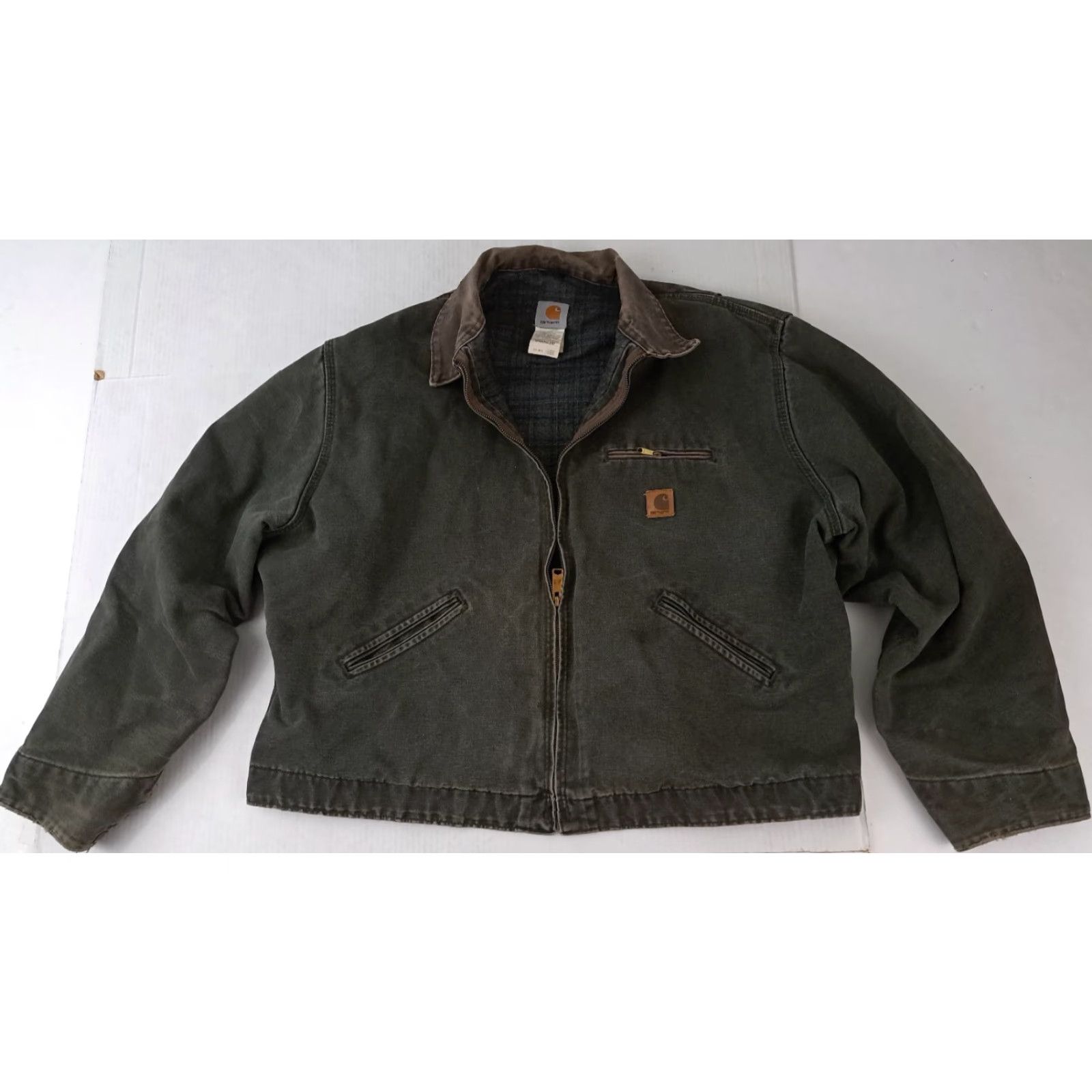 Carhartt VINTAGE Carhartt J97 Moss Green 2XL Full Zip Bomber Jacket Unisex Adults Winter Lined Polyester Canvas Workwear Green Jacket Size US XXL / EU 58 / 5 - 4 Thumbnail