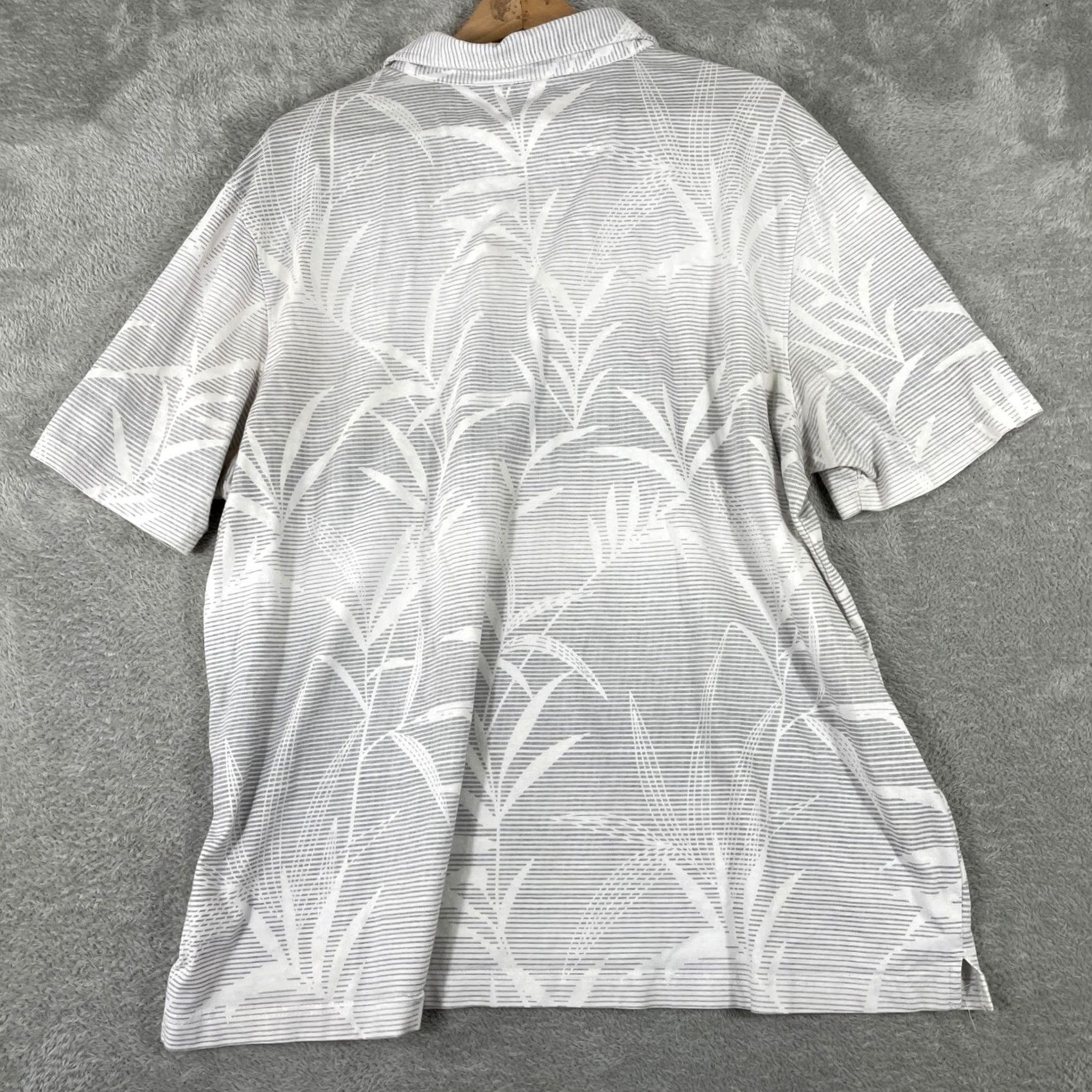 Nat Nast Nat Nast Polo Shirt Mens 2XL White Grey Palm Leaf Striped Short Sleeve Summer Size US XXL / EU 58 / 5 - 2 Thumbnail
