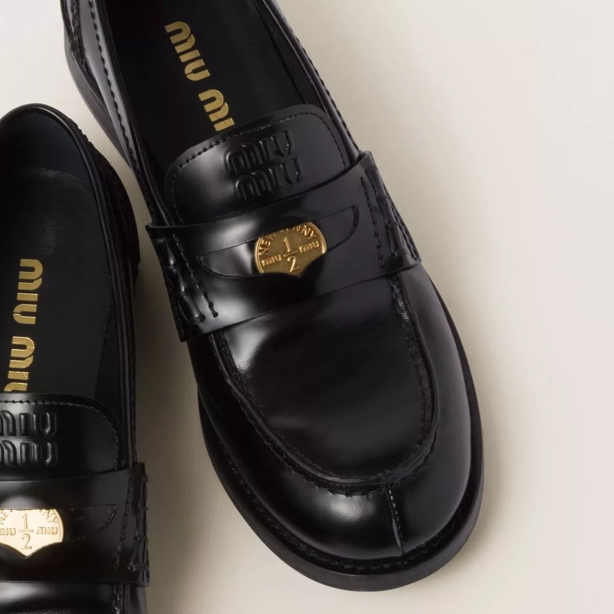 MIU MIU $1170 Black Leather Penny Loafers New