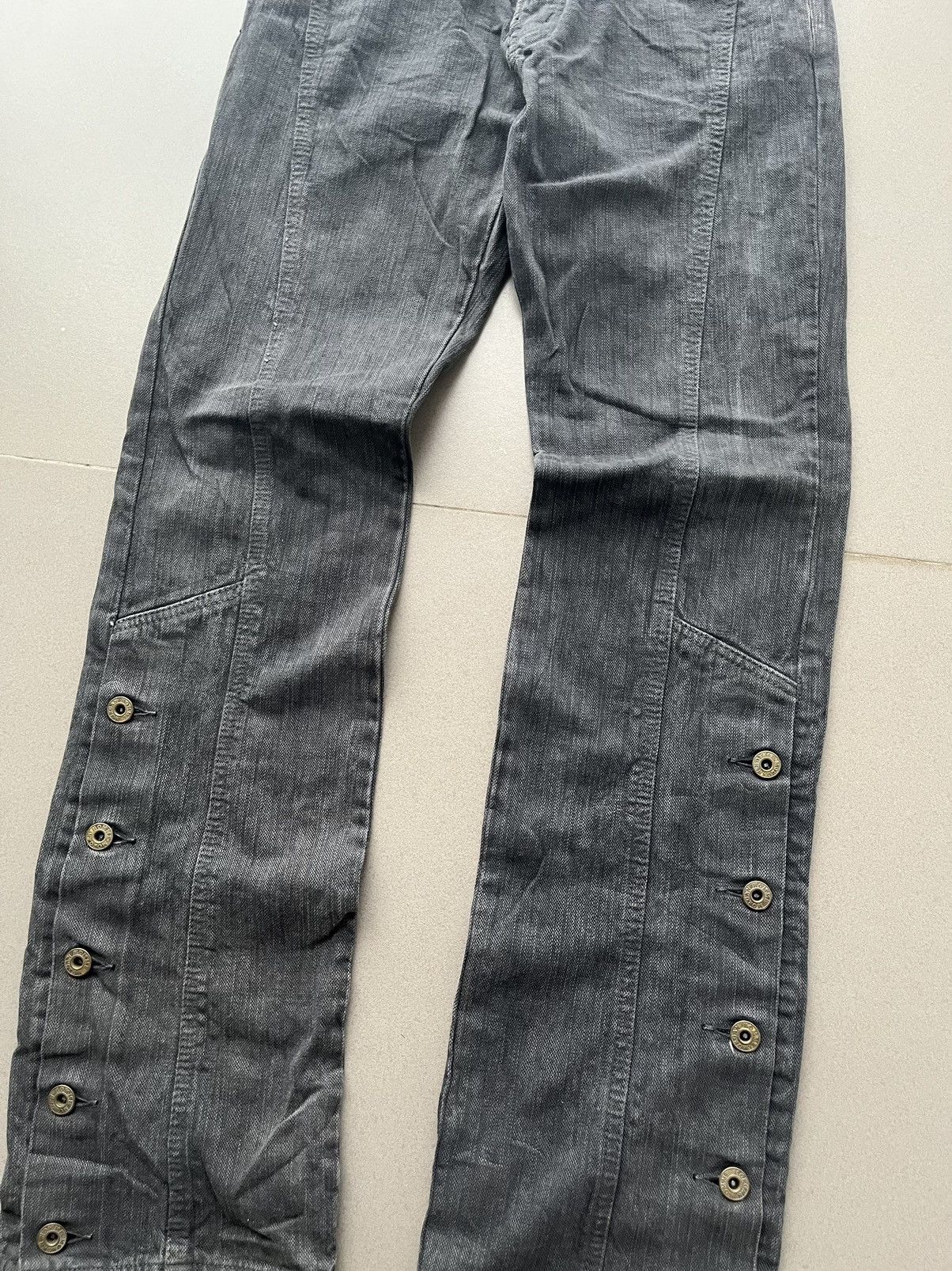 If Six Was Nine JAPANESE MORGAN HOMME FLARE BUTTON BLACK WASHED JEANS PUNK Size US 30 / EU 46 - 9 Thumbnail