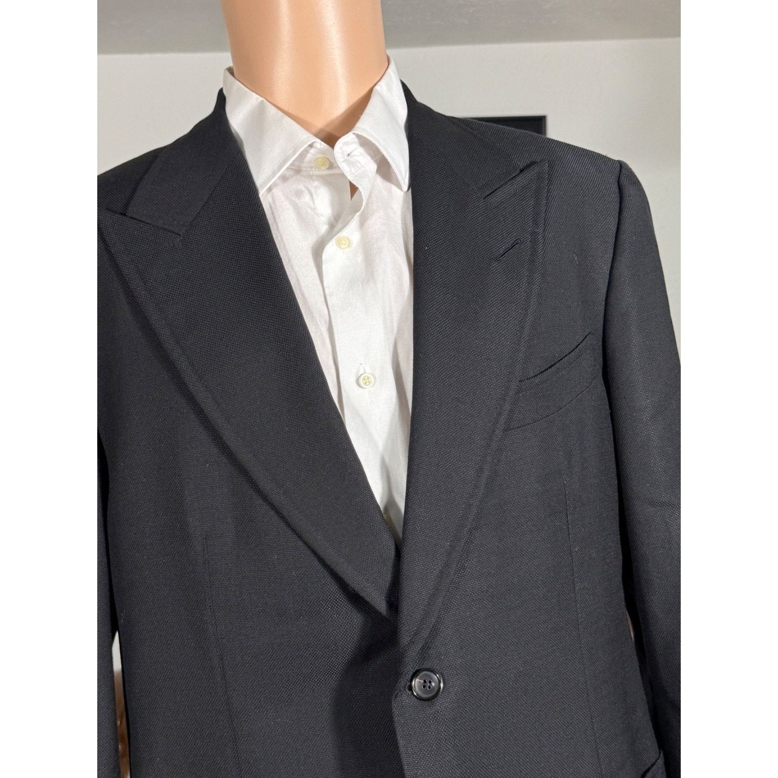 Tom Ford Tom Ford Black Mohair Silk Peak Lapel Textured Blazer 44R Size 44R - 6 Thumbnail