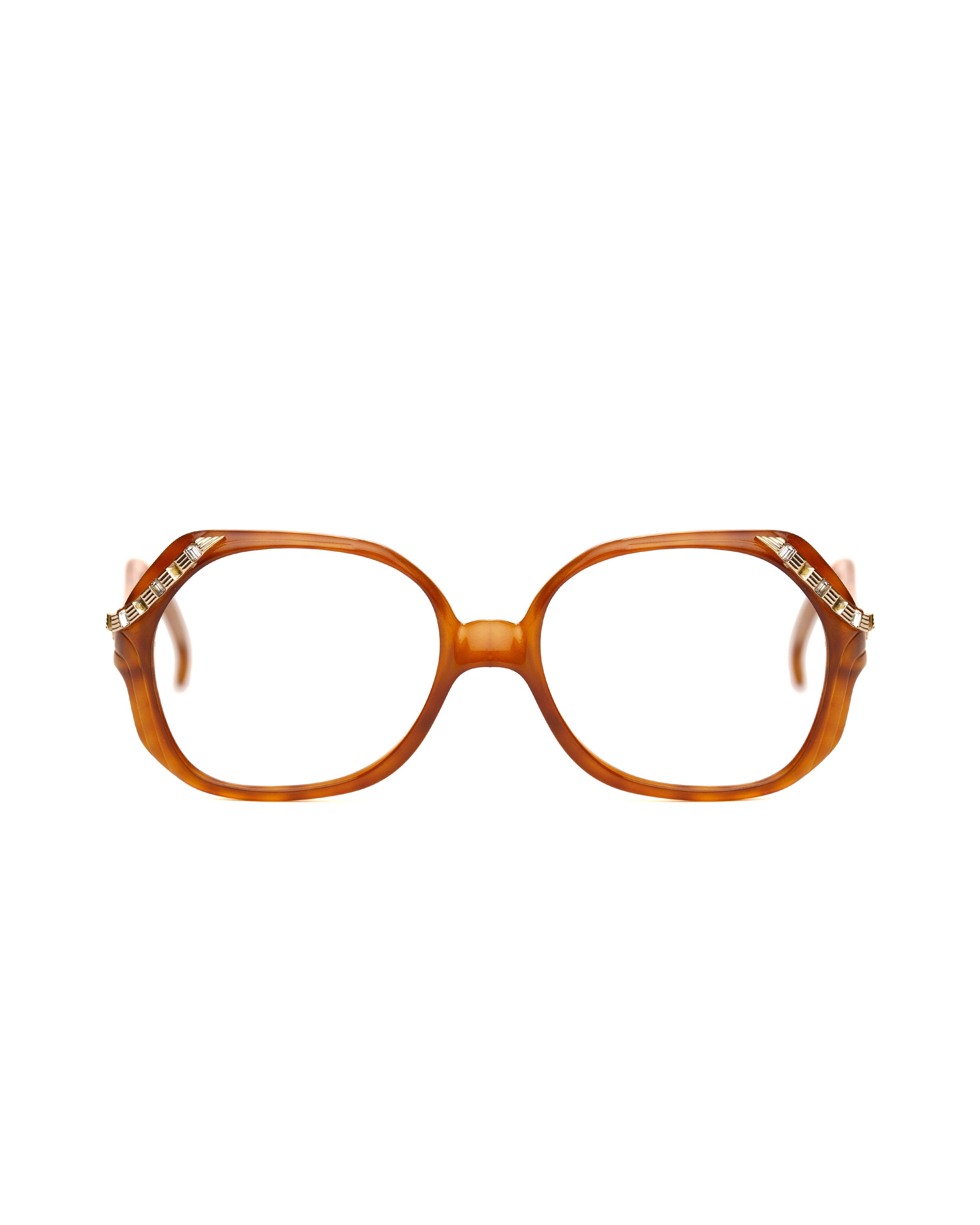 Christian Dior Monsieur Christian Dior '80s Brown Oversized Glasses with Gems Size ONE SIZE - 1 Thumbnail