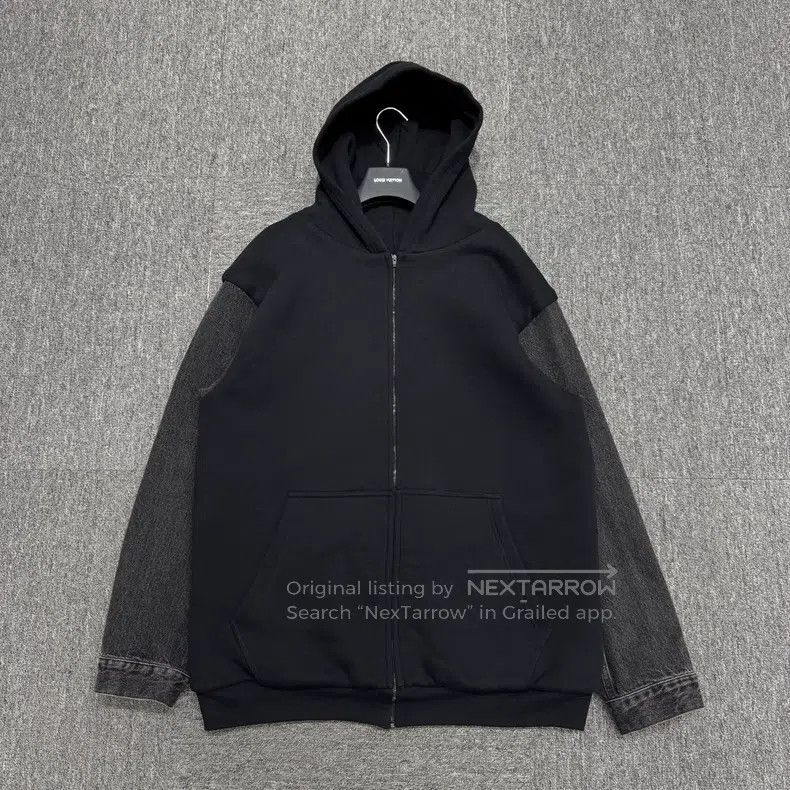 Balenciaga Balenciaga Two-in-One Denim Patchwork Hooded Sweatshirt Size US S / EU 44-46 / 1 - 3 Thumbnail