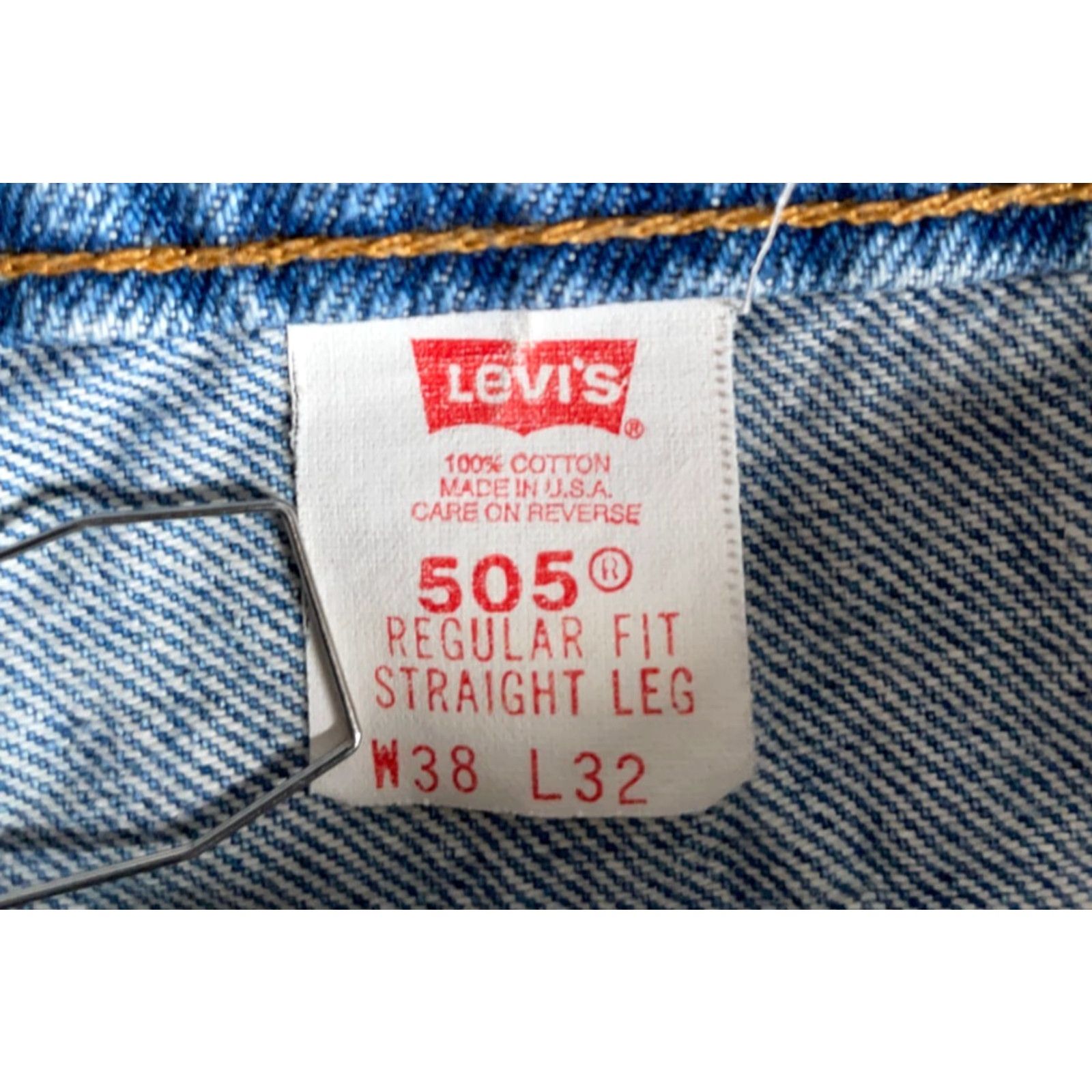 Levi's VINTAGE Levi's 505 Jeans Casual Denim Straight Blue 90s 34x31/38x32 Mens Regular Zip Fly Orange Tab{" "}Jeans Size US 34 / EU 50 - 3 Thumbnail