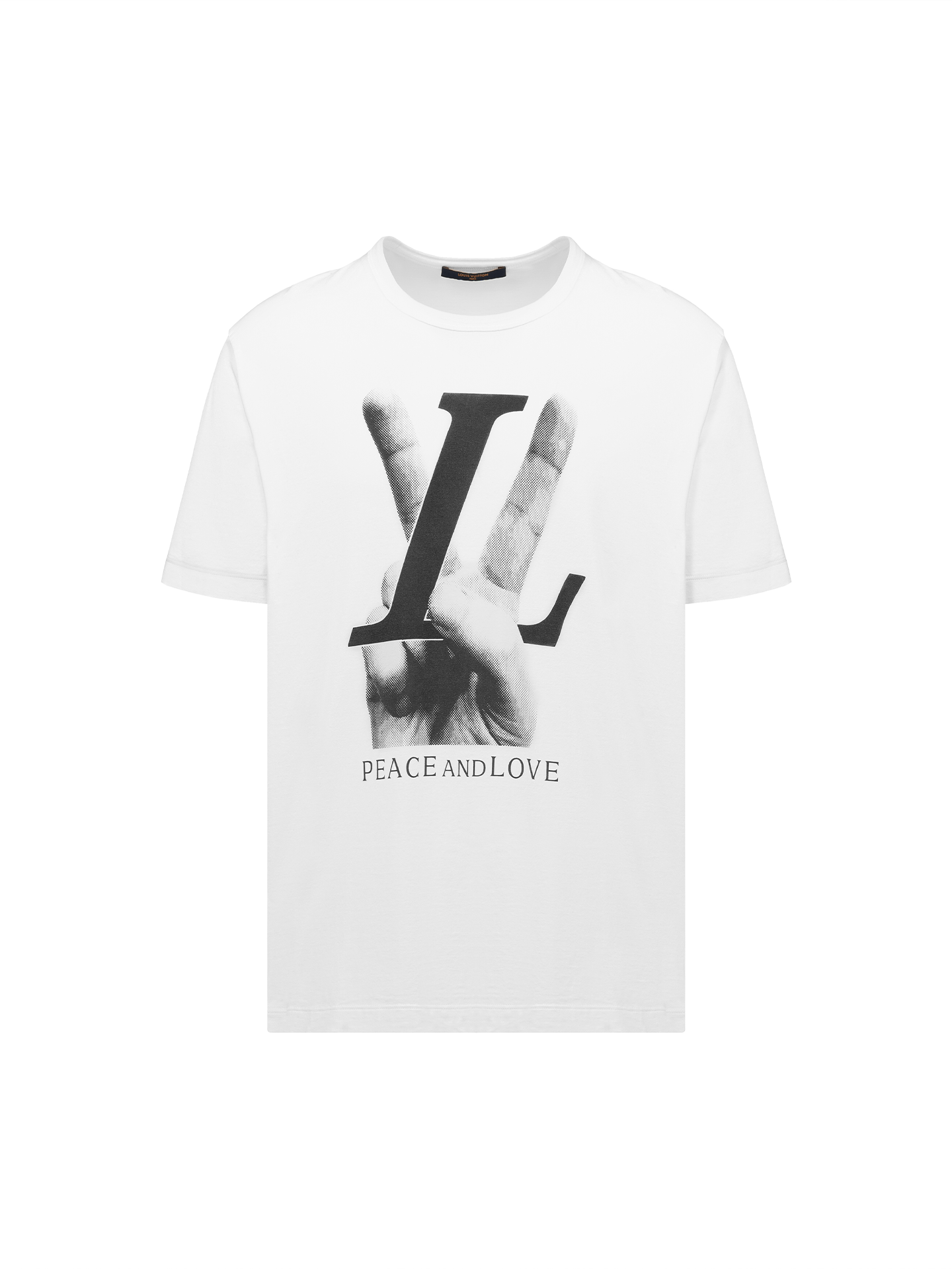 ひぃ　ルイヴィトンハンドLVTシャツpeaceand love Ｍサイズ NEW UMKOW VIRGIL PEACE LOVE OVERSIZED T-SHIRT white ¥30,800