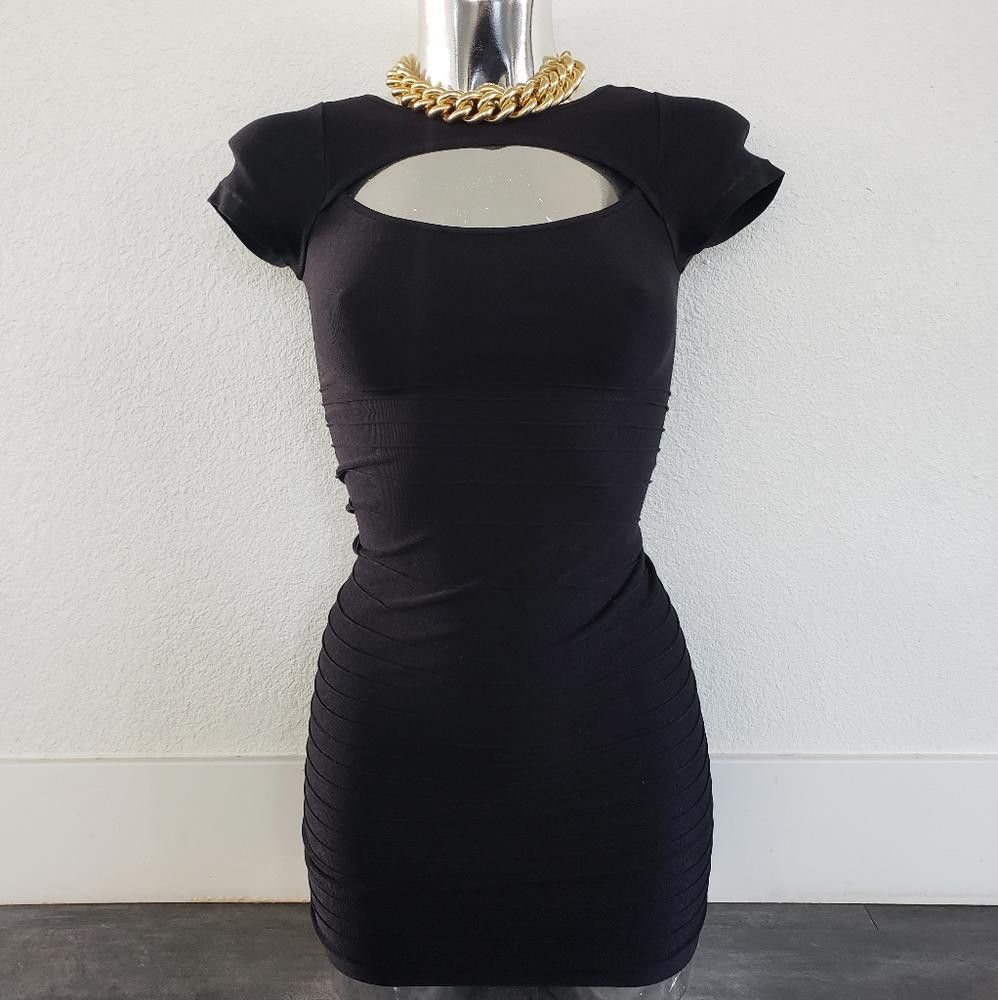 Bebe Black Peekaboo Lined Bebe Bodycon Mini Size S / US 4 / IT 40 - 1 Thumbnail
