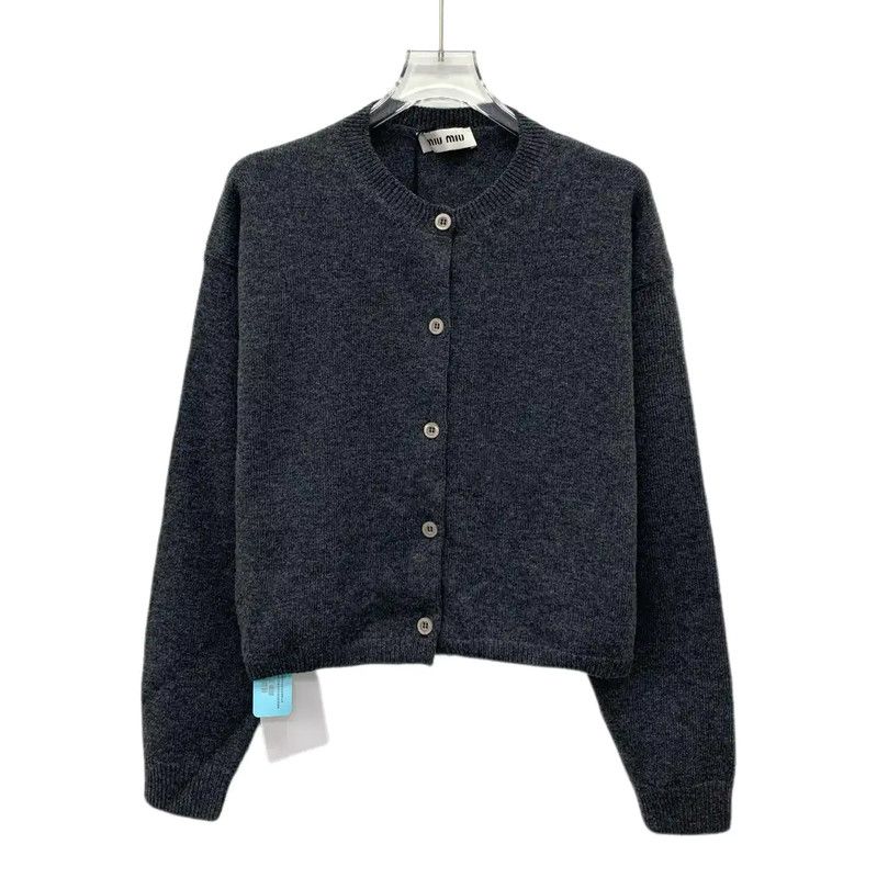 Miu Miu Miu Miu Women's Deep Gray Wool Cardigan 0089 Size ONE SIZE - 1 Thumbnail
