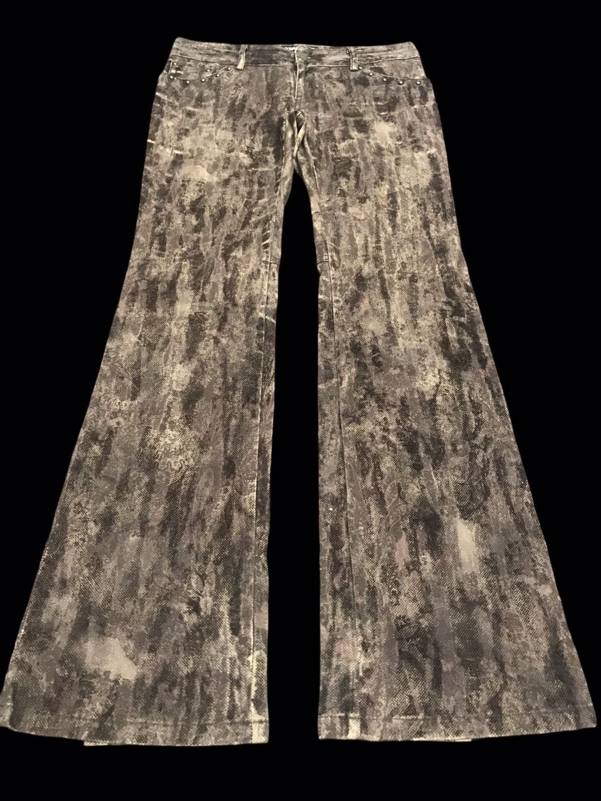 Designer × Tornado Mart 💥ARTISANAL💥FLARE TORNADO MART VELVET FLORAL PANT F265 Size 28" / US 6 / IT 42 - 1 Thumbnail