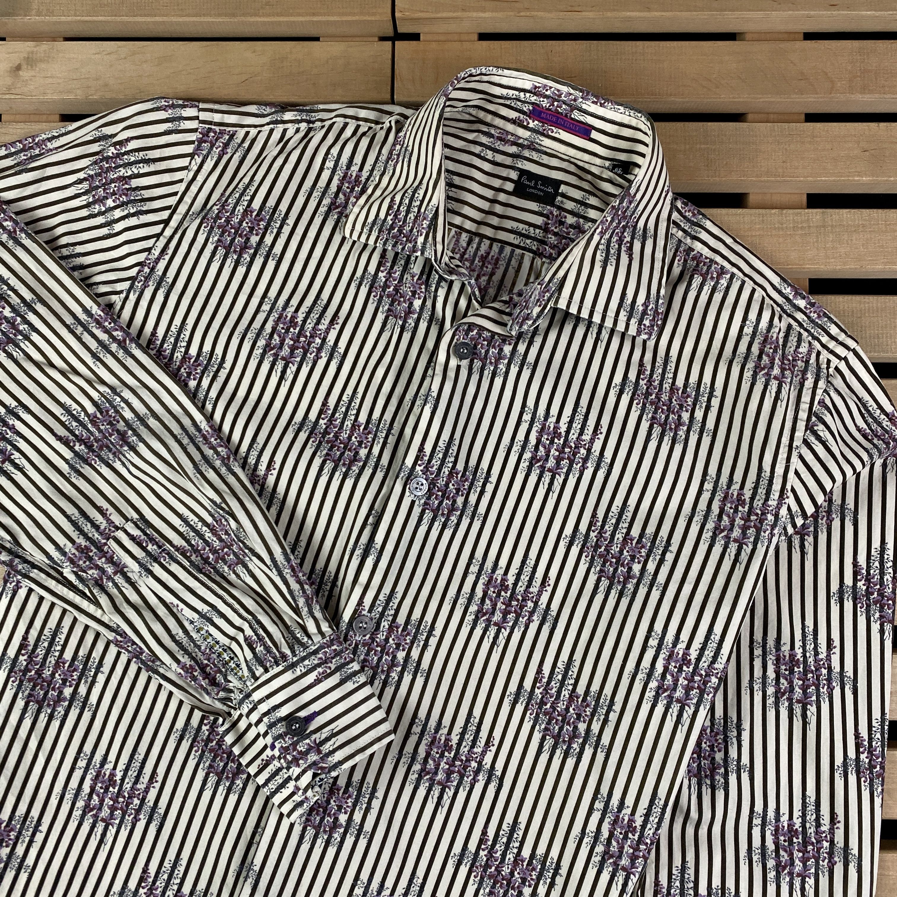 Paul Smith Mens Long Sleeve Shirt Paul Smith Floral Pattern Size 39 Size US S / EU 44-46 / 1 - 2 Thumbnail