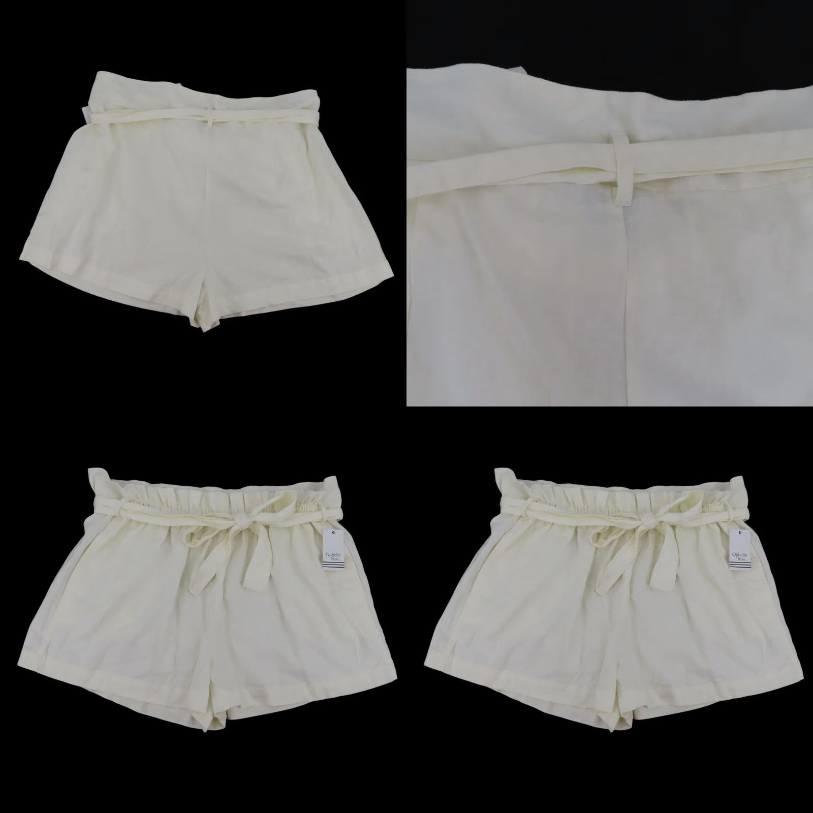 Vintage Ophelia Roe Womens Plus Size 3X White Ivory Linen Blend Paper Bag Shorts NEW Size 40" / US 18 - 8 Thumbnail
