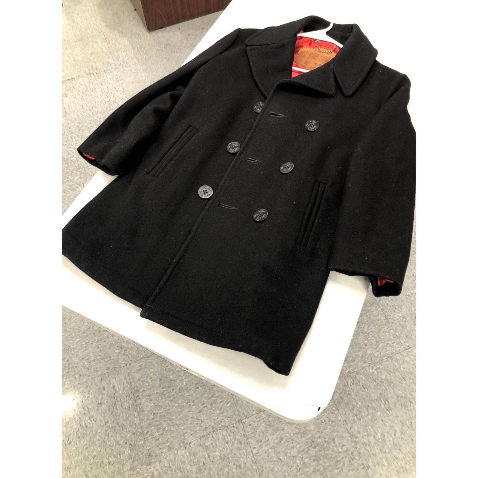 Vintage VINTAGE Woolrich Womens Wool Naval Pea Coat Double Breasted Size S (36) Black USA Made Size S / US 4 / IT 40 - 4 Thumbnail
