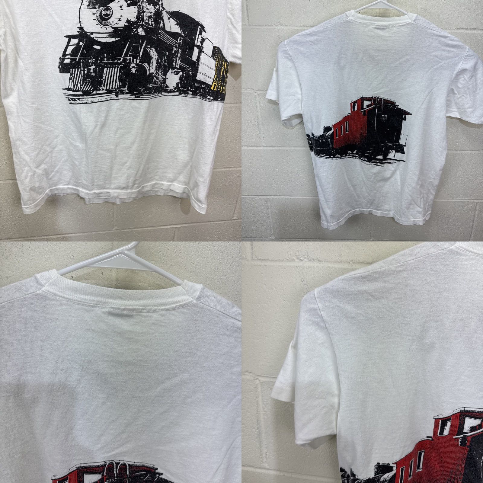 Fruit Of The Loom VINTAGE Fruit of the Loom T-Shirt Steam Locomotive Graphic Print XL White 90s Train Unisex Adults Size US XL / EU 56 / 4 - 8 Thumbnail