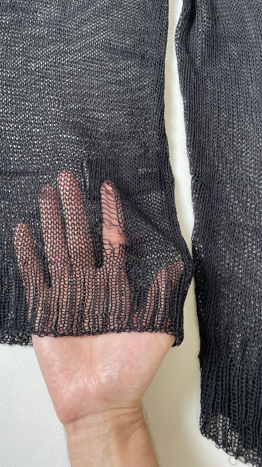 Ann Demeulemeester Black Cotton ‘Punk Distressed’ Cobweb Knit Size S / US 4 / IT 40 - 9 Thumbnail