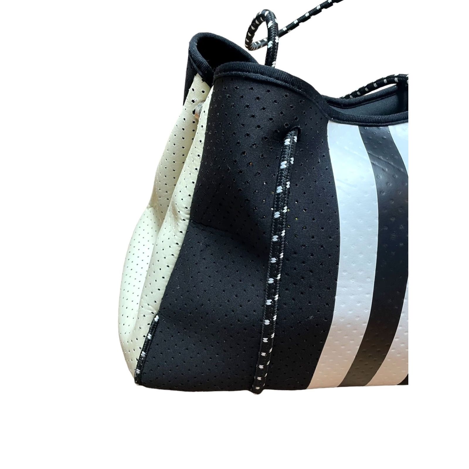 Parker Parker & Hyde Neoprene Tote Bag Black/White Women's Purse Shoulder/Handbag's Tote Bag 90s Womens Size ONE SIZE - 2 Thumbnail