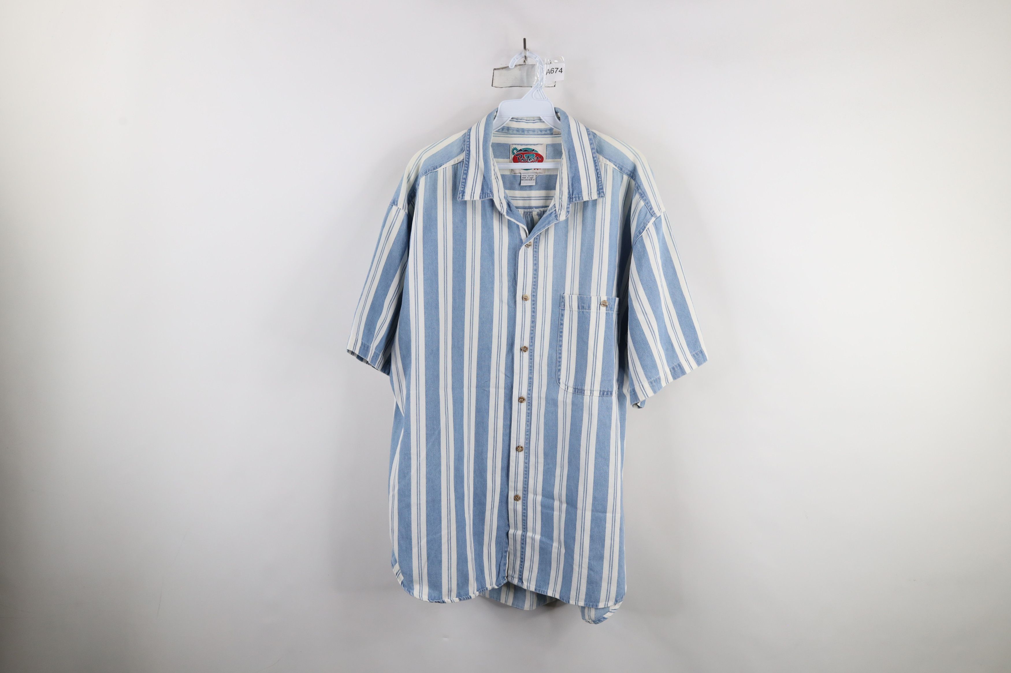 Vintage Vintage 90s Streetwear Baggy Fit Short Sleeve Button Shirt Size US L / EU 52-54 / 3 - 1 Thumbnail