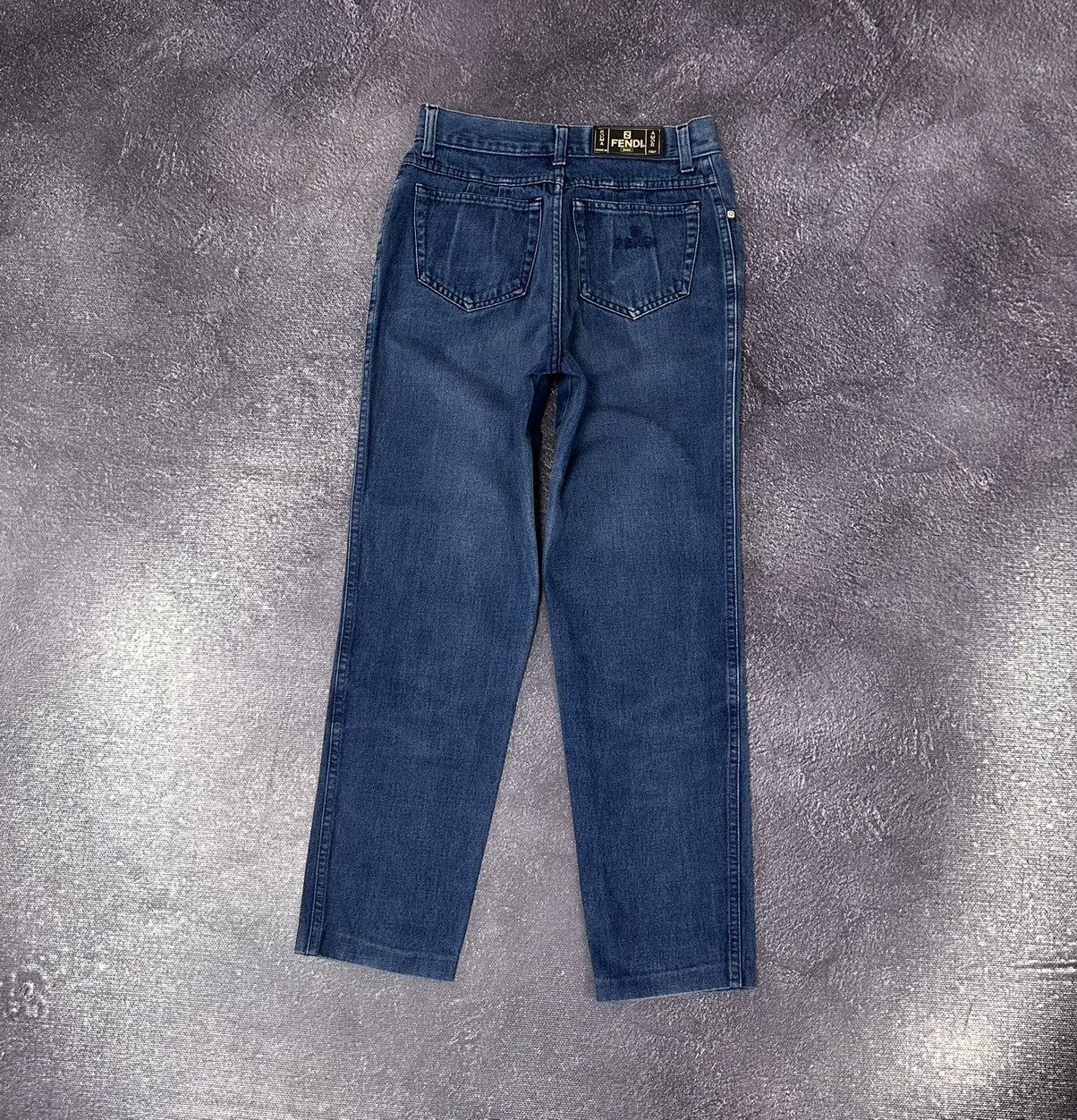 Vintage 90s Fendi Women's Denim Rare Logo Luxury Blue Jeans