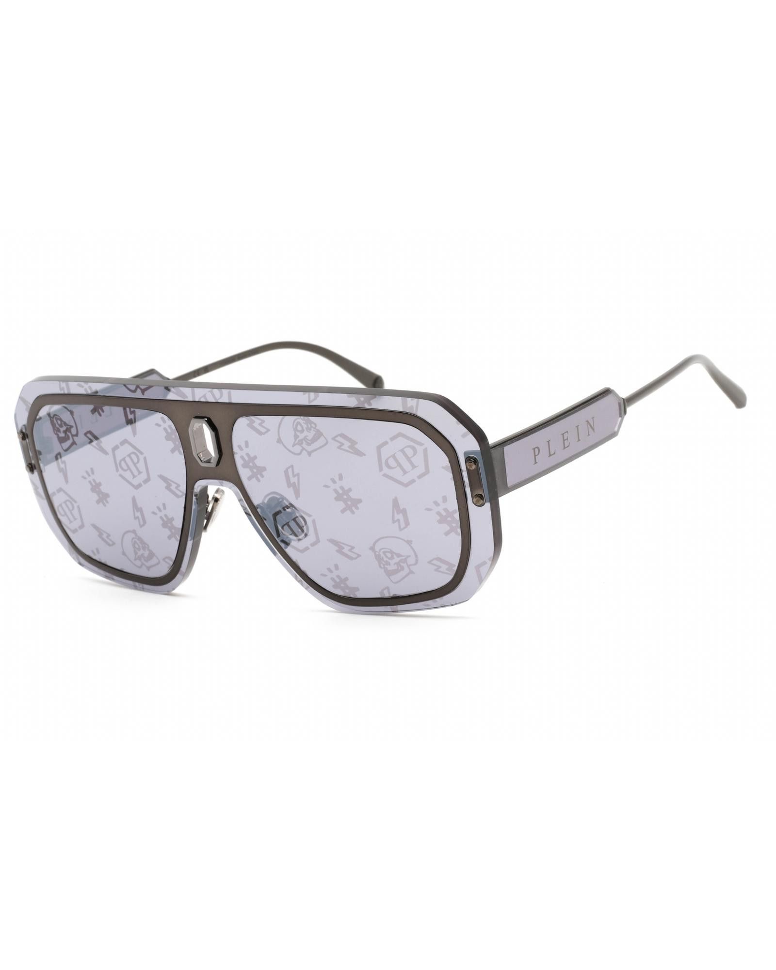 image of Philipp Plein Spp050 Sunglasses Glossy Bakelite / Smoke/mirror Silver, Women's