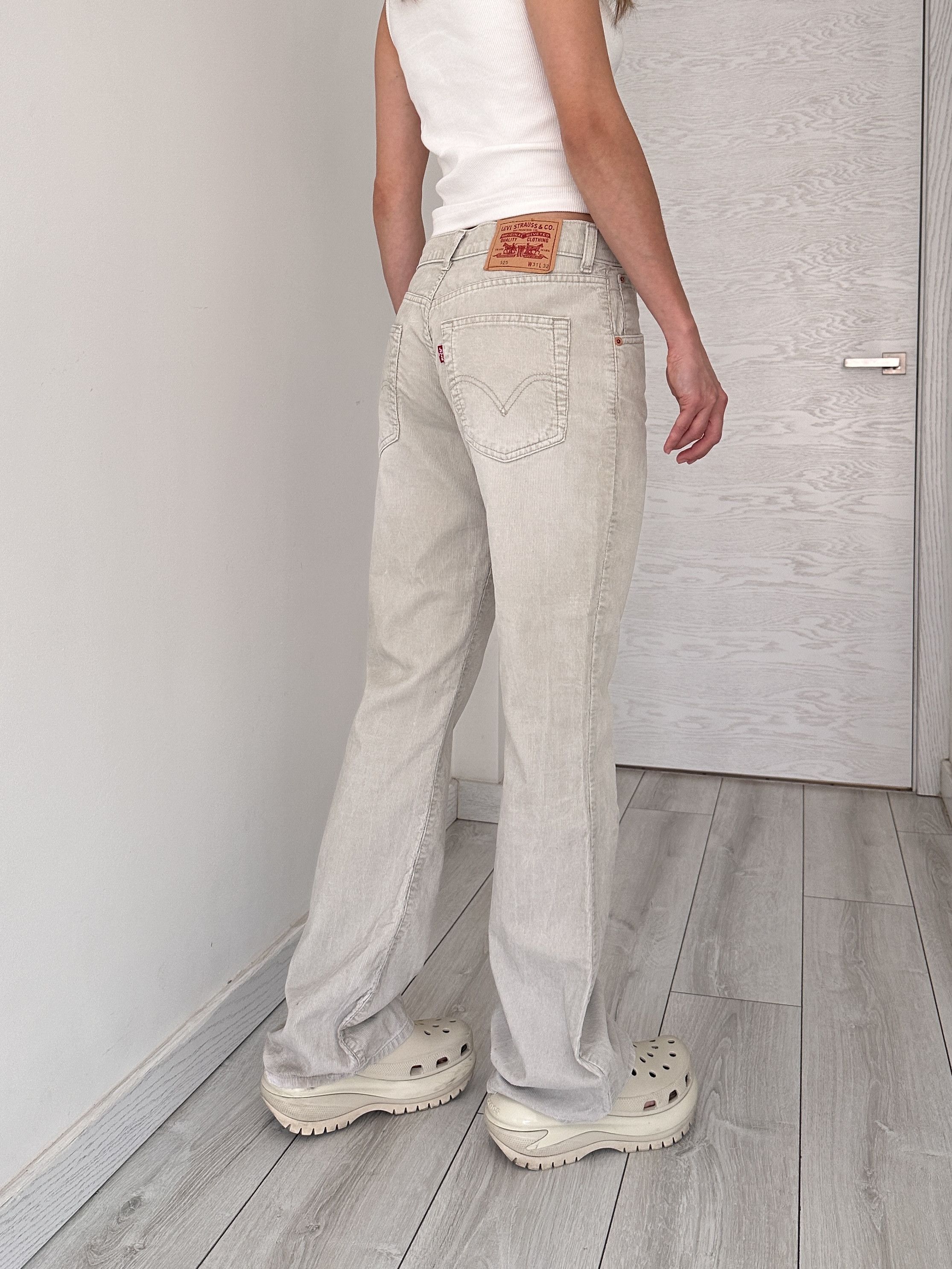 Levi's Levi's 525 Corduroy Cream Flare Pants Trousers Size 31" - 2 Thumbnail