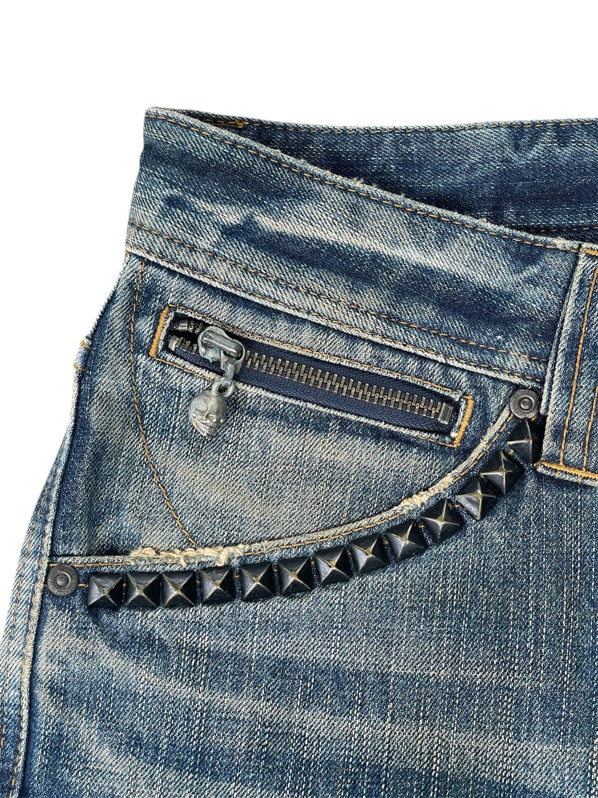 Japanese Brand Rattle Trap Early 2000 Faded Blue Distressed Denim Jeans Size US 31 - 3 Thumbnail