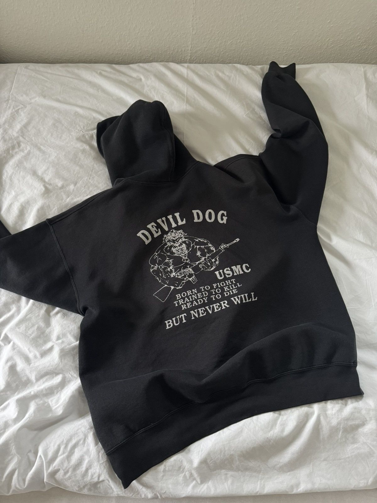 Vintage Vintage USMC Devil Dog Distressed Sunfaded thrashed hoodie Size US M / EU 48-50 / 2 - 1 Thumbnail