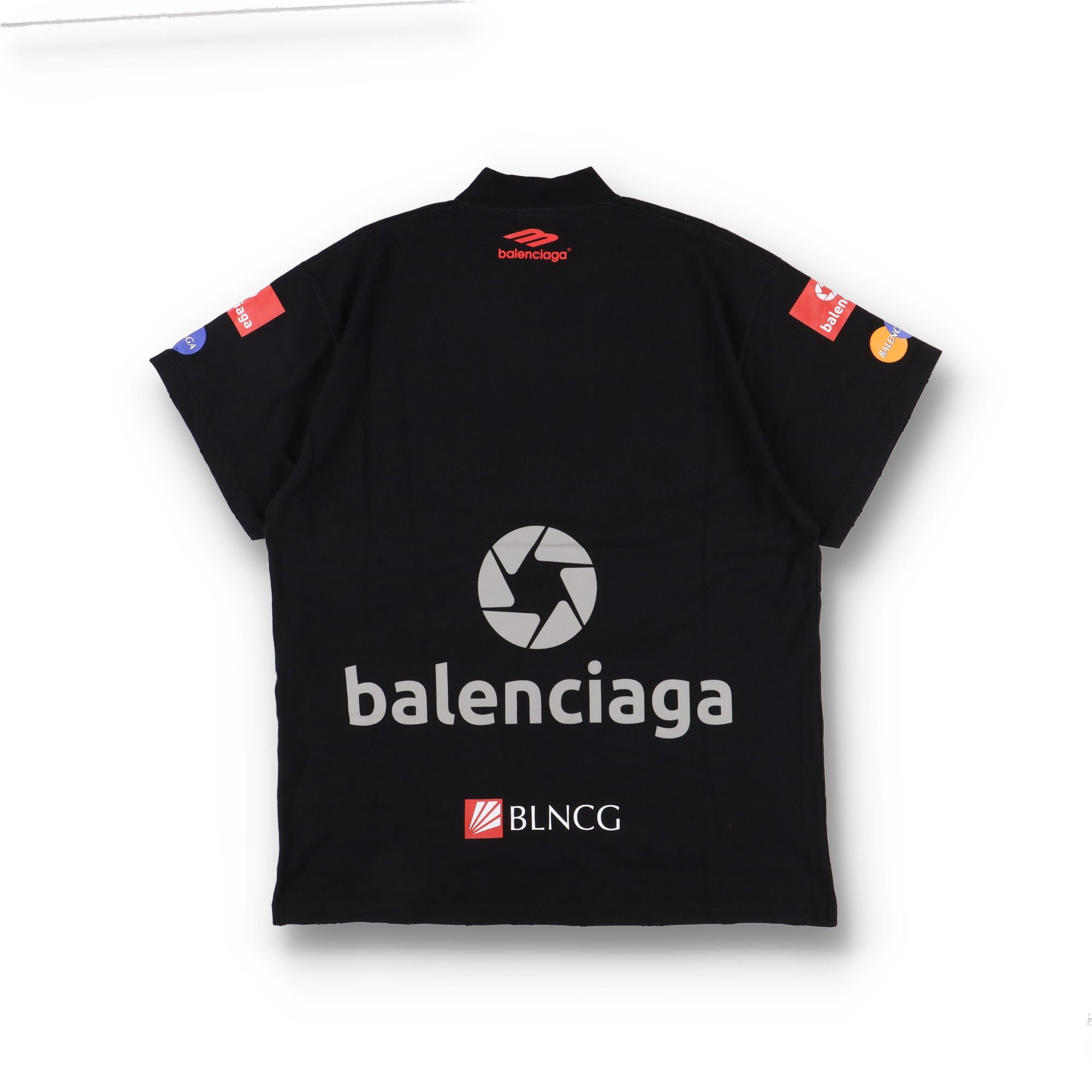 Balenciaga Black Top League Multi Logo Oversized T-Shirt Size US S / EU 44-46 / 1 - 8 Thumbnail