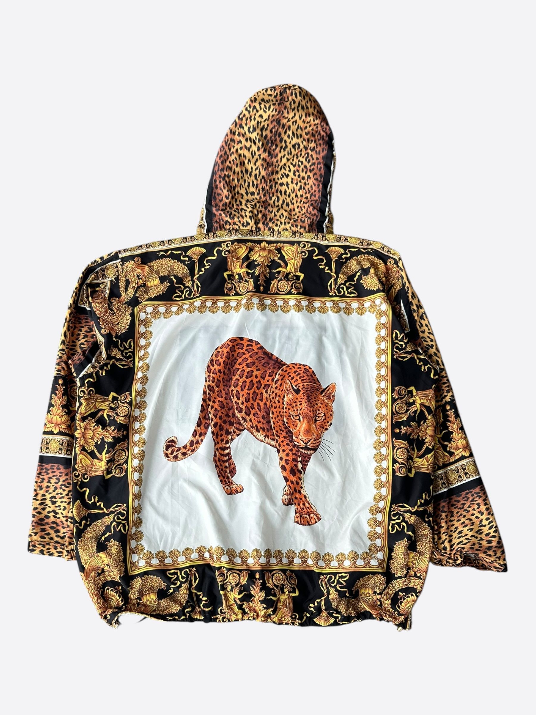 Versace Versace Black & Gold Baroque Wild Cat Anorak Jacket Size US XXL / EU 58 / 5 - 2 Thumbnail