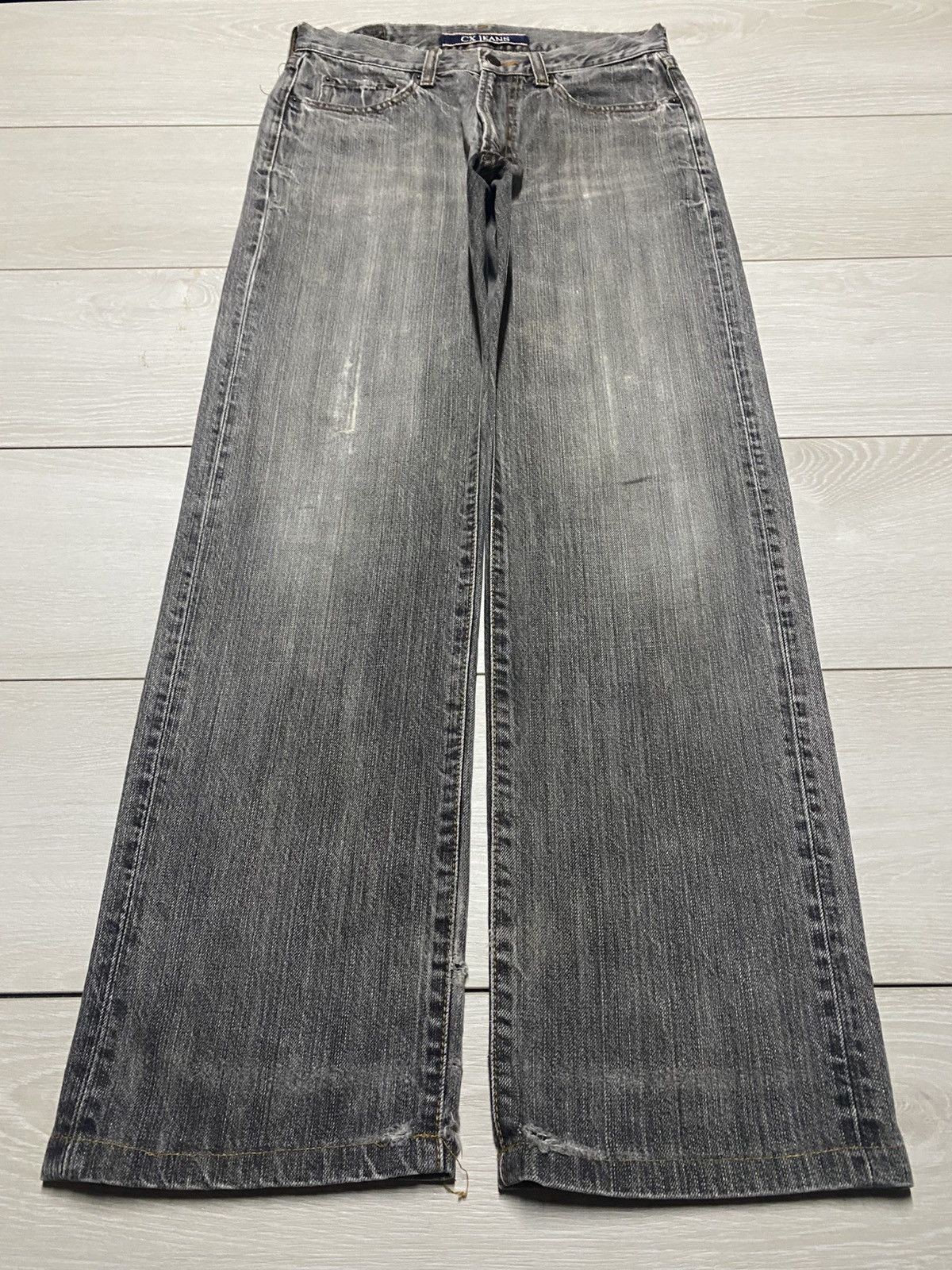 George Cox Cox Casual Clothing Grey Faded Distressed Loose Jeans Size US 29 - 1 Thumbnail