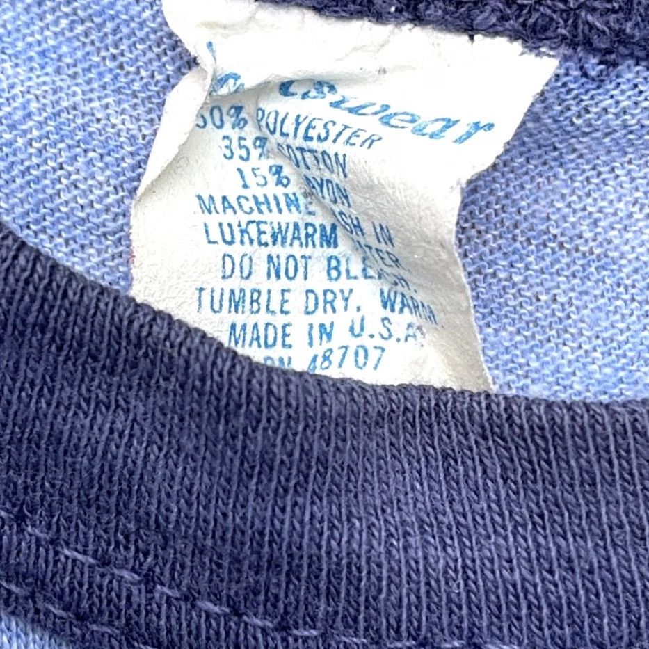 Vintage VINTAGE Evening Inn Colliersville New York 1970's Graphic Tee Ringer True Size M Blue Mens Shirt Size ONE SIZE - 4 Thumbnail