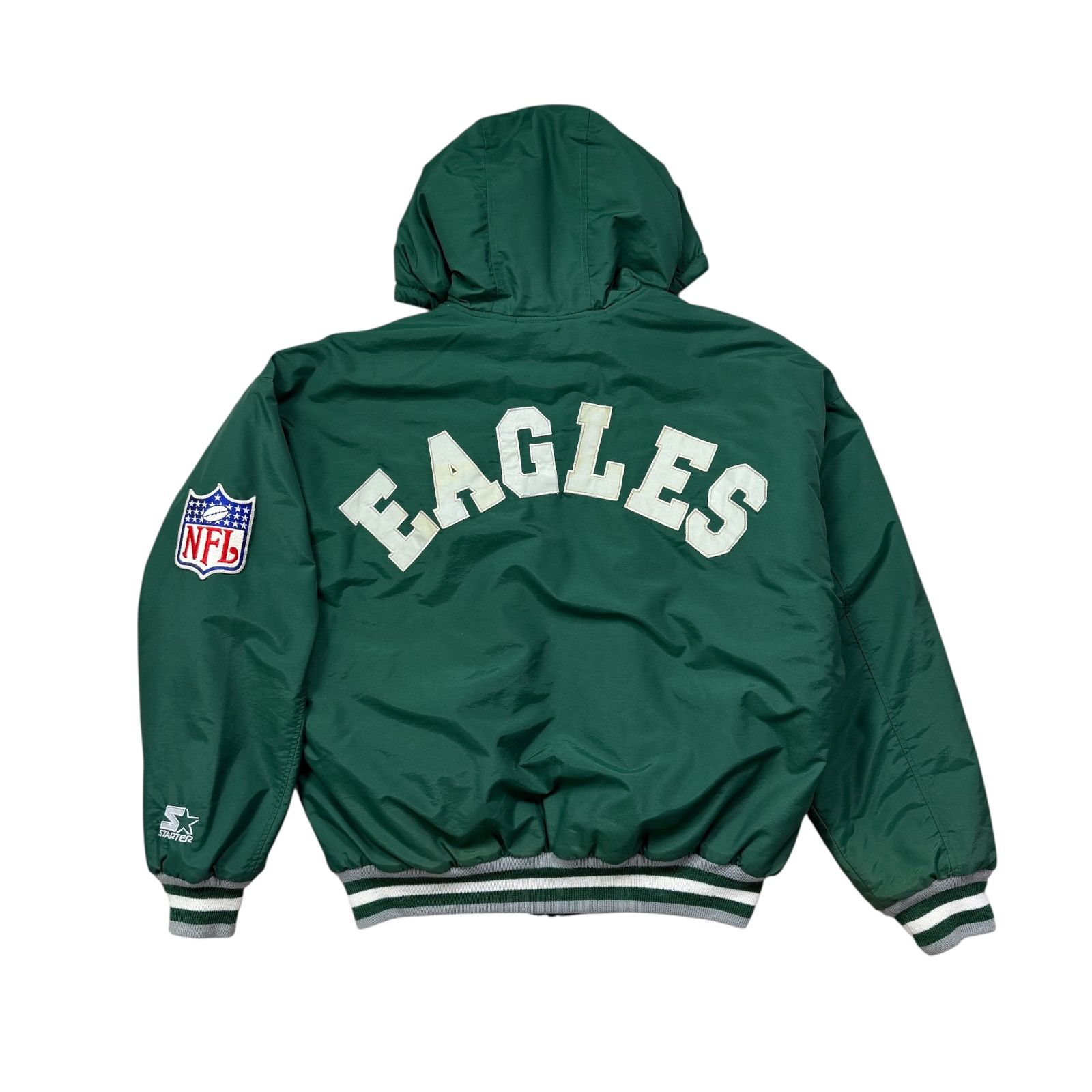 NFL VTG 90s PHILADELPHIA EAGLES STARTER HOODED PUFFER JACKET Size US M / EU 48-50 / 2 - 2 Thumbnail