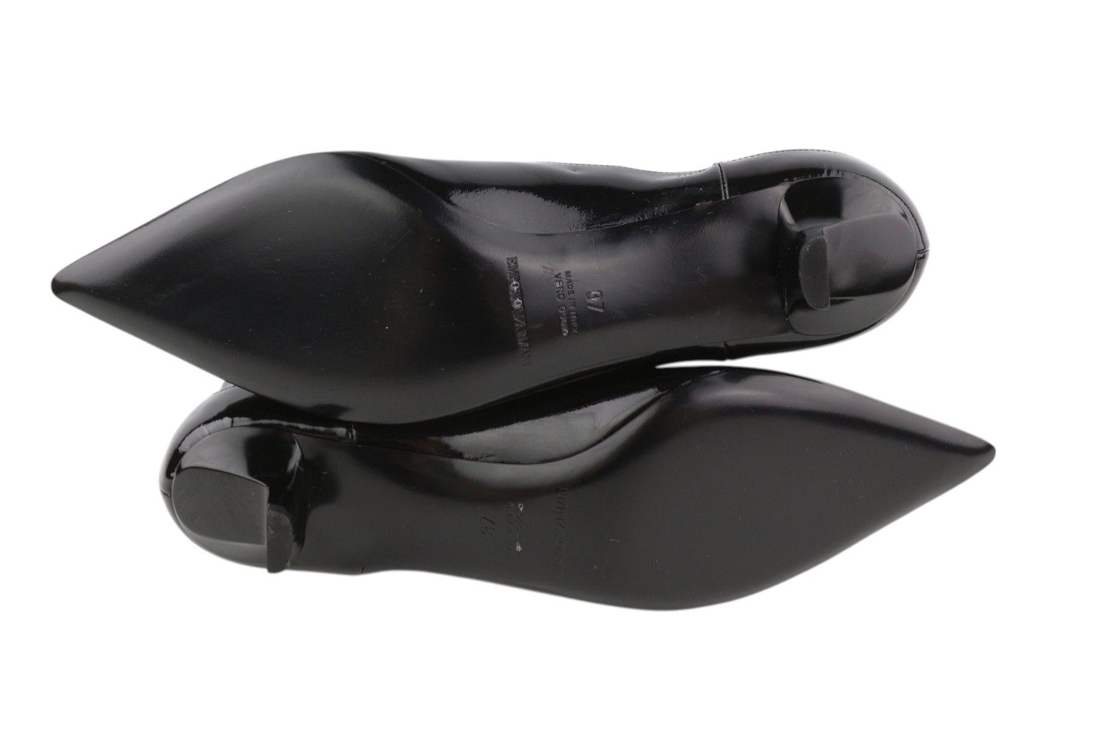 Emporio Armani EU37 Black Patent Leather Pointed Heel Shoes 85927 Size US 6 / IT 36 - 7 Thumbnail