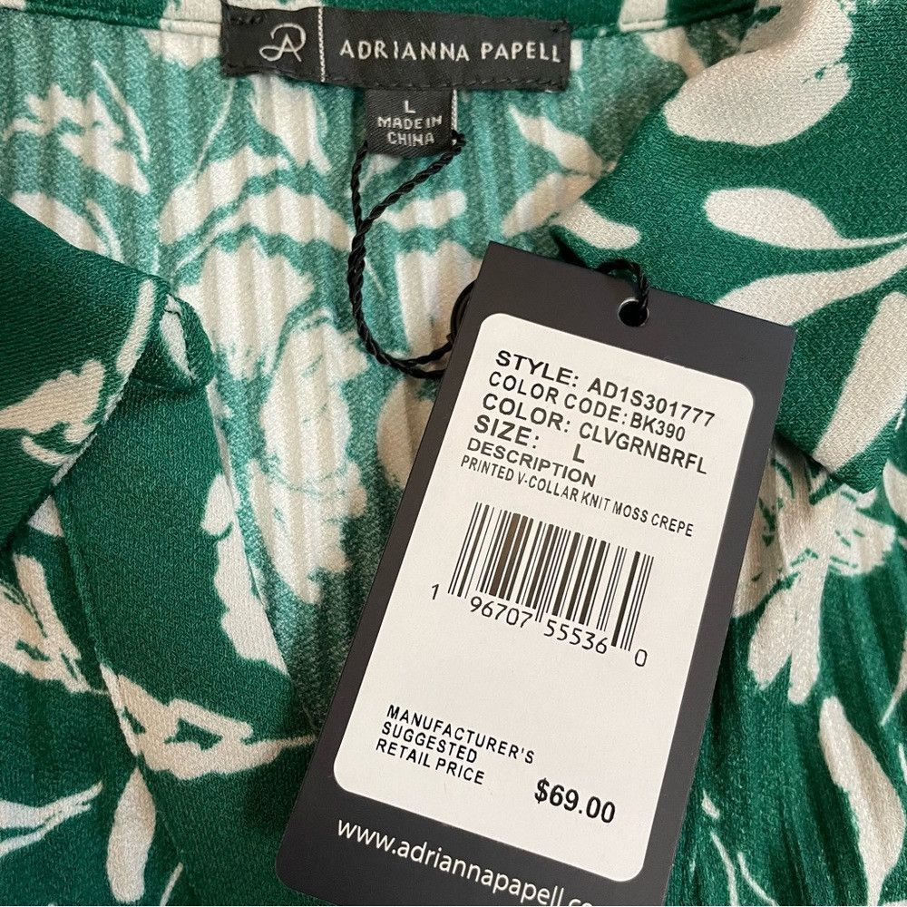 Adrianna Papell NWT New $69 Adrianna Papell Pleated Floral Green Top Size L Size L / US 10 / IT 46 - 7 Thumbnail
