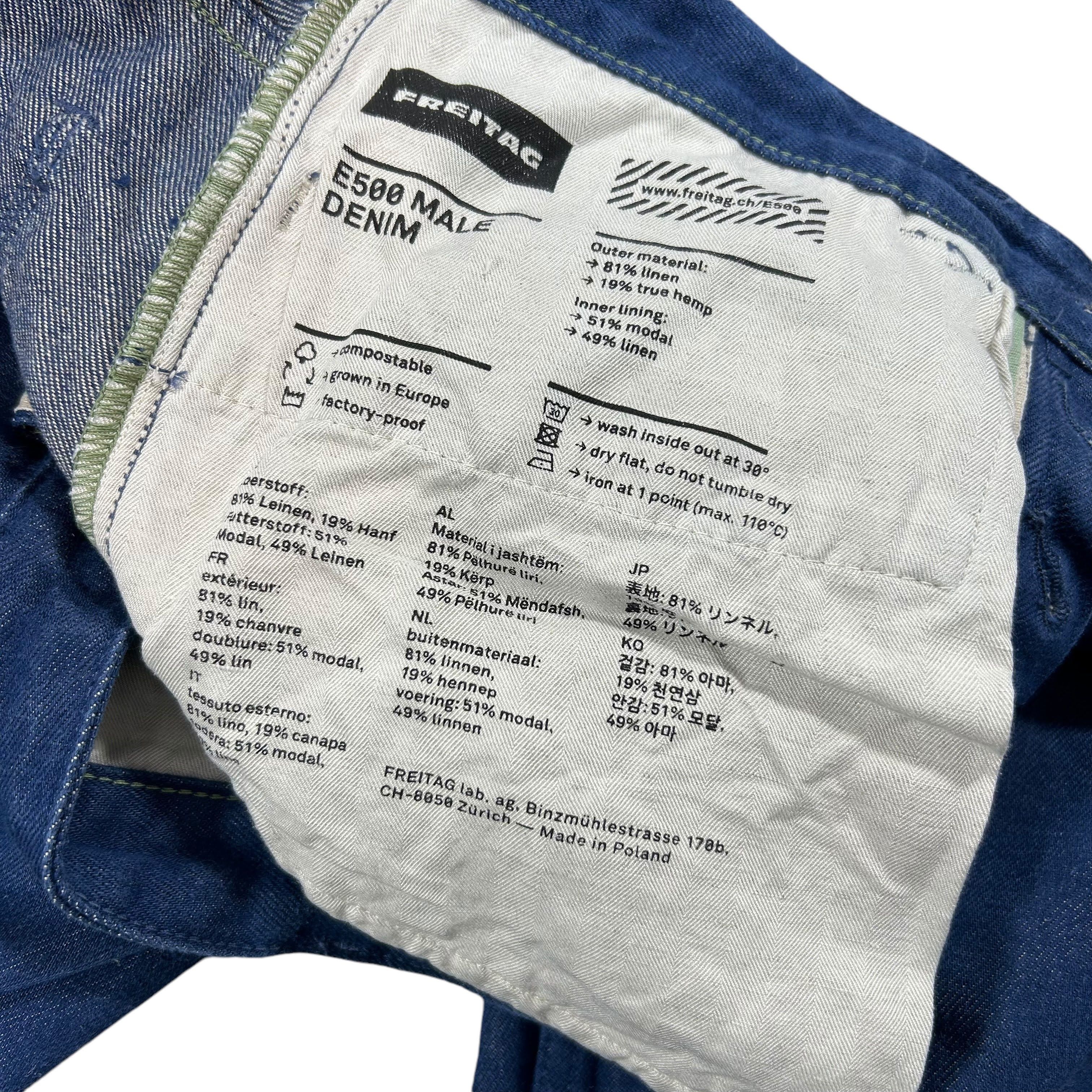 Freitag Freitag E500 Denim Linen Hemp Blue Jeans W30L32 Size US 30 / EU 46 - 7 Thumbnail